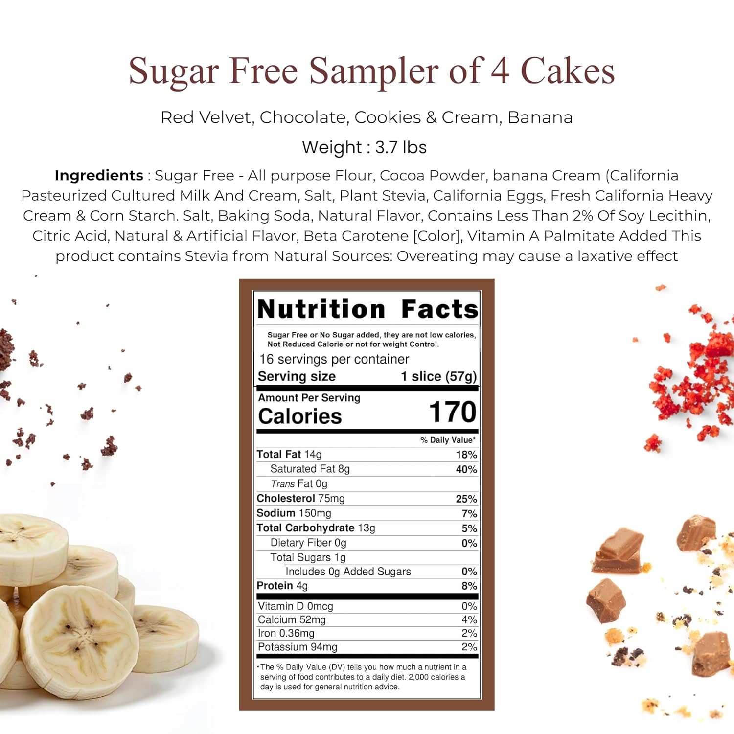 Andy Anand Sugar-Free Cake Sampler (4 flavors, 3.7 lbs) | Keto & Diabetic-Friendly | SoCal Bakery