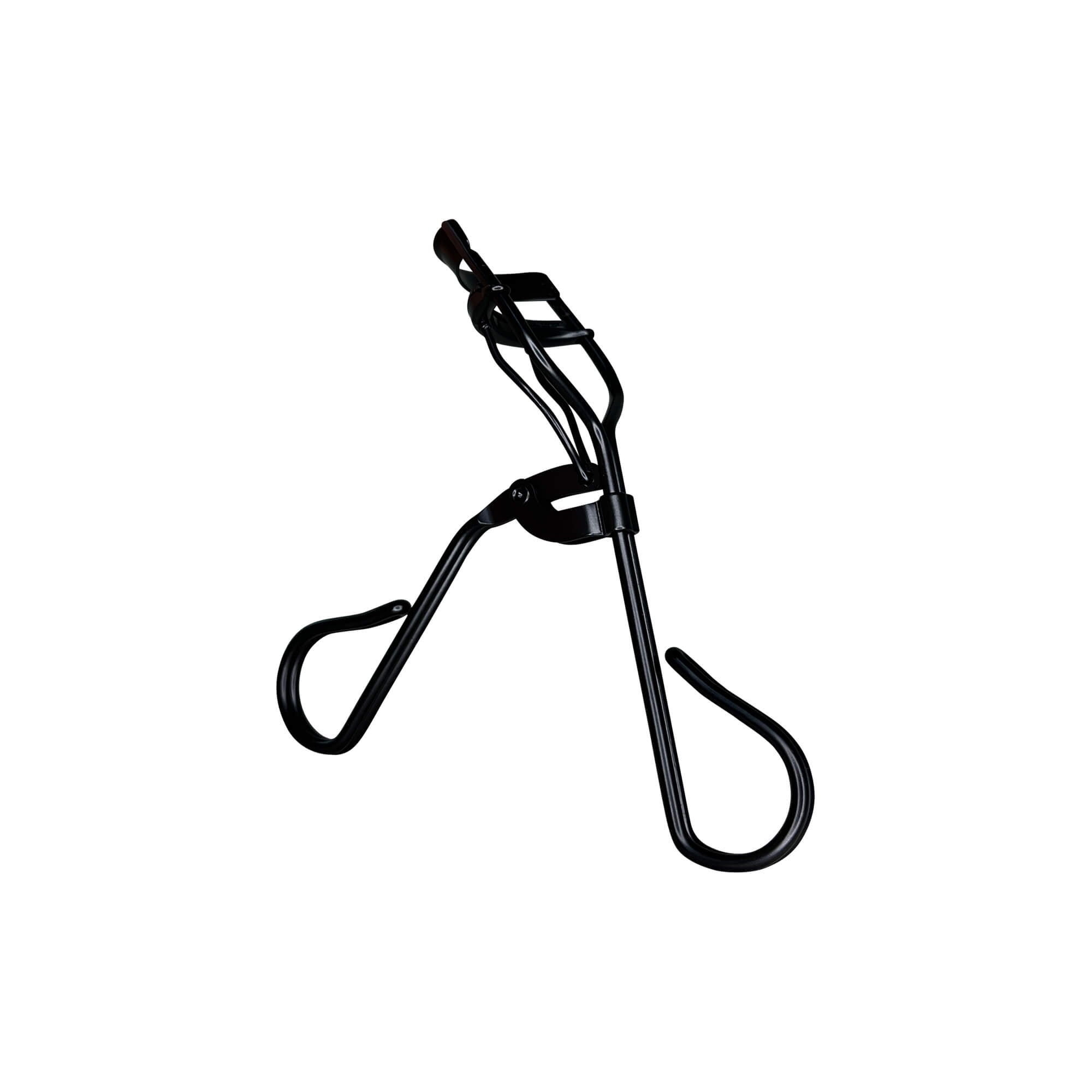 A black Pro Eyelash Curler is angled on a white background.