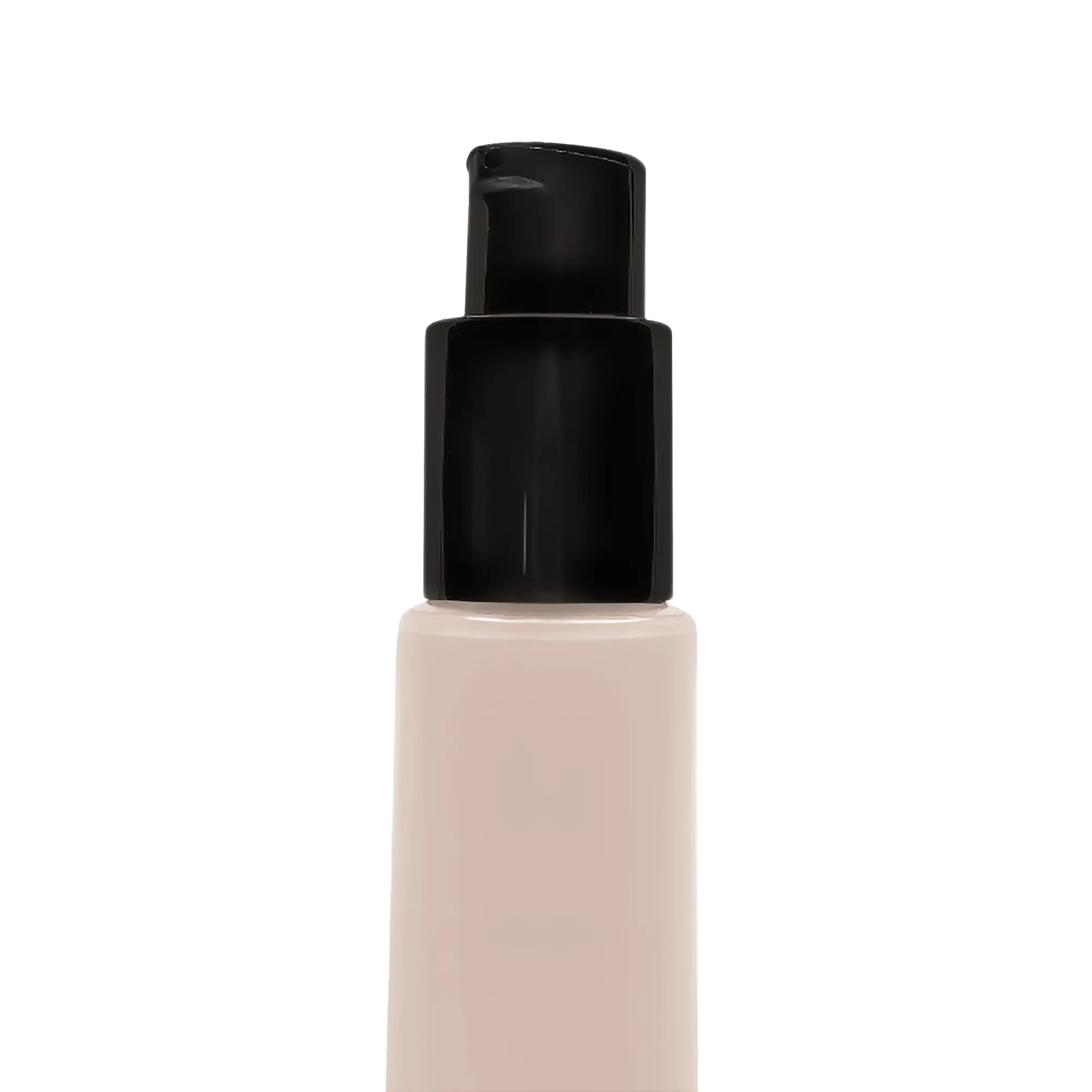 A bottle of BB cream in vanilla with a black pump dispenser.