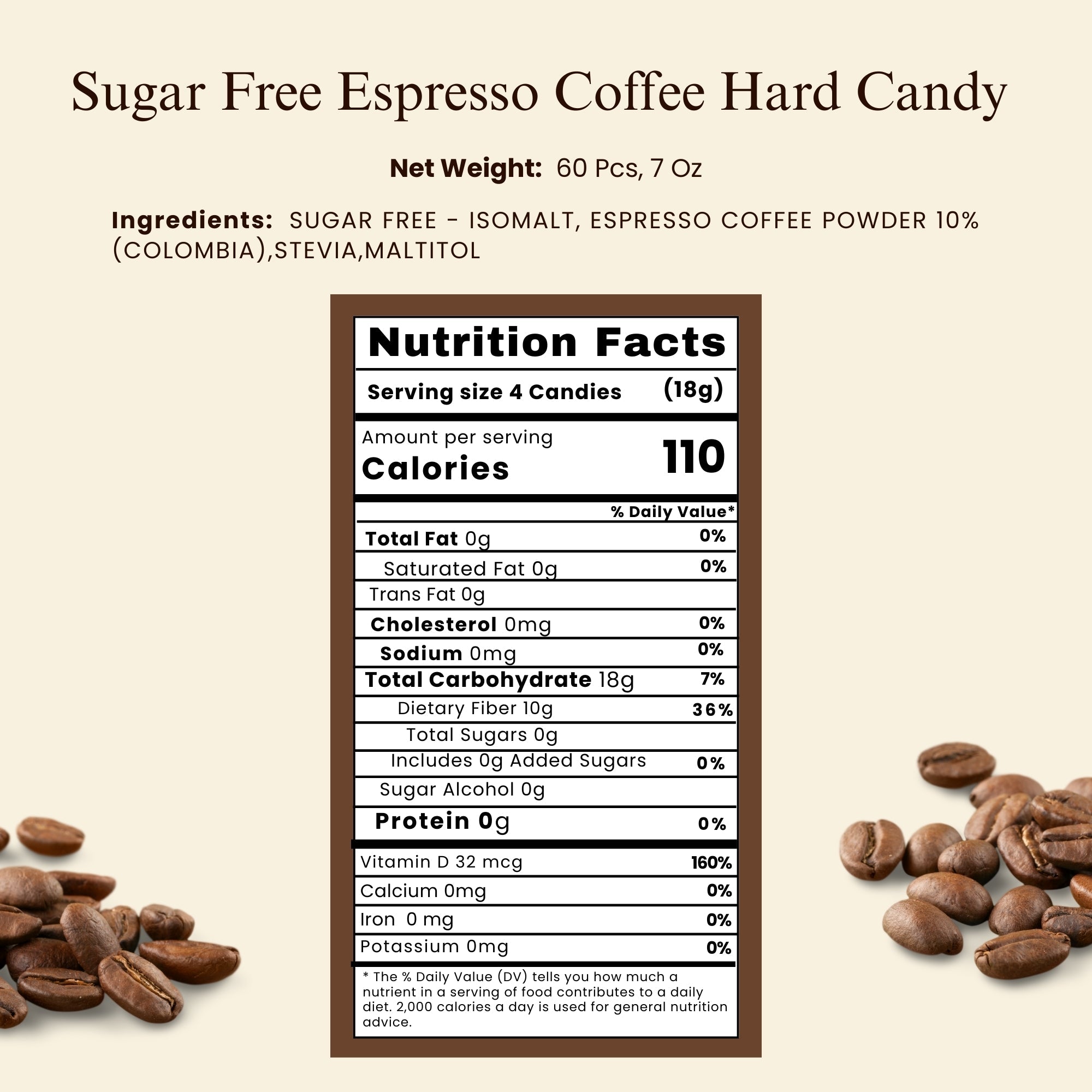 Andy Anand Sugar-Free Coffee Hard Candy (60 pc, 7 oz) | European Imported, Gluten-Free | Local SoCal Bakery