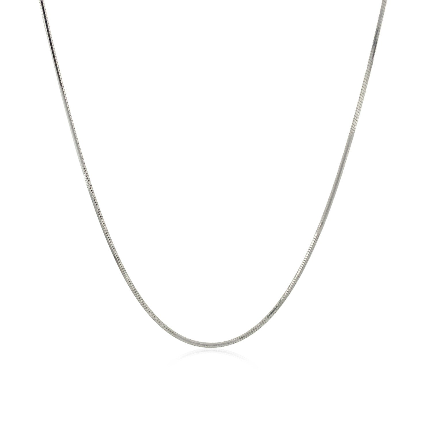 A sterling silver rhodium-plated octagonal snake chain.