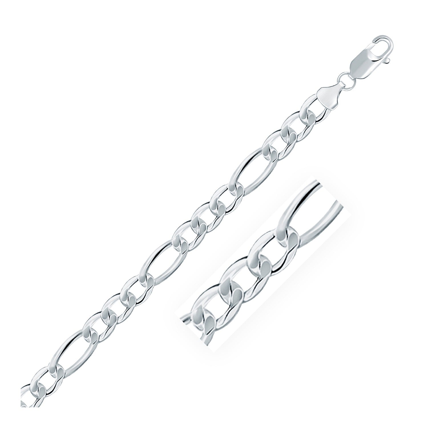 Rhodium-plated sterling silver Figaro chain with a lobster clasp.