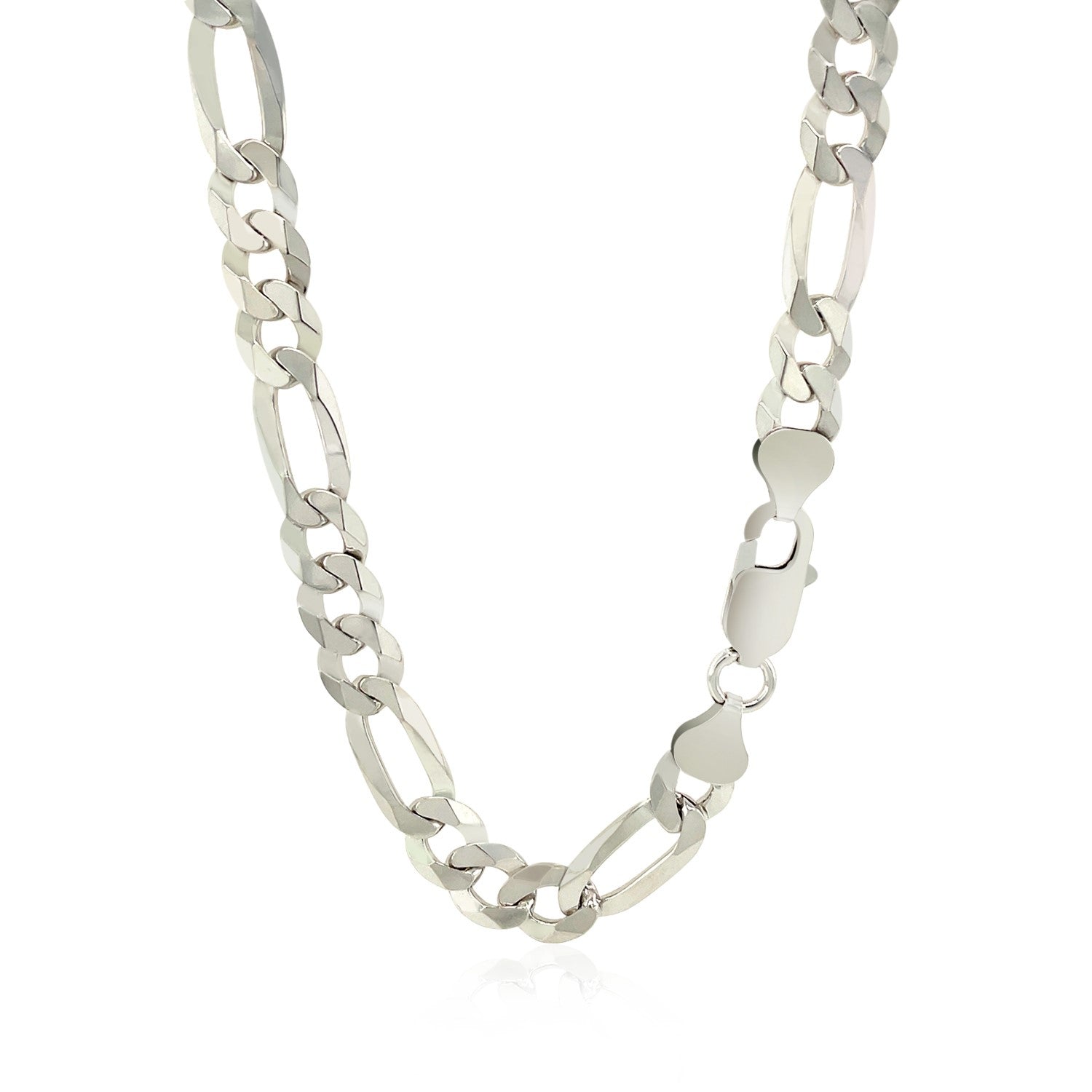 Rhodium-plated sterling silver Figaro chain with a lobster clasp.