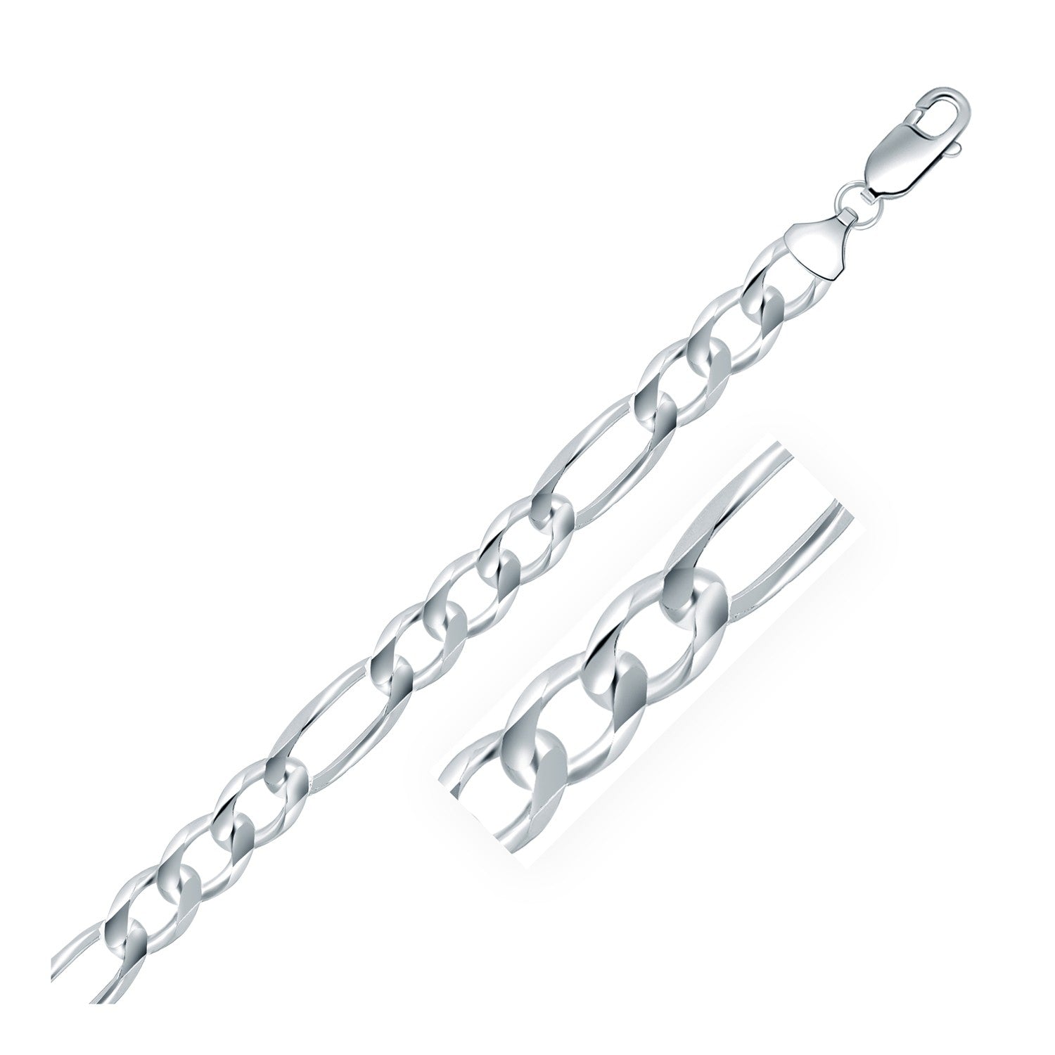 Rhodium-plated sterling silver Figaro chain with a lobster clasp.
