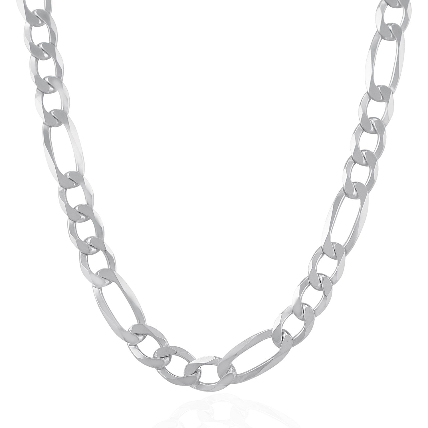 Rhodium-plated sterling silver Figaro chain with a lobster clasp.