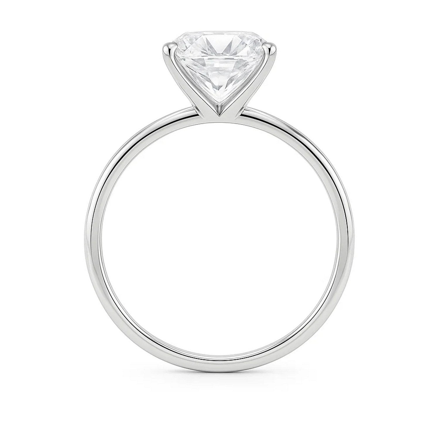 A radiant-cut diamond solitaire ring in a four-prong white gold setting.