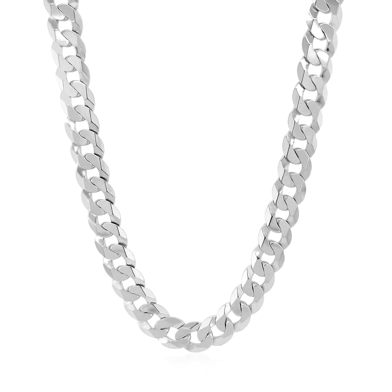 Rhodium-plated sterling silver curb chain, 7.20 mm wide.