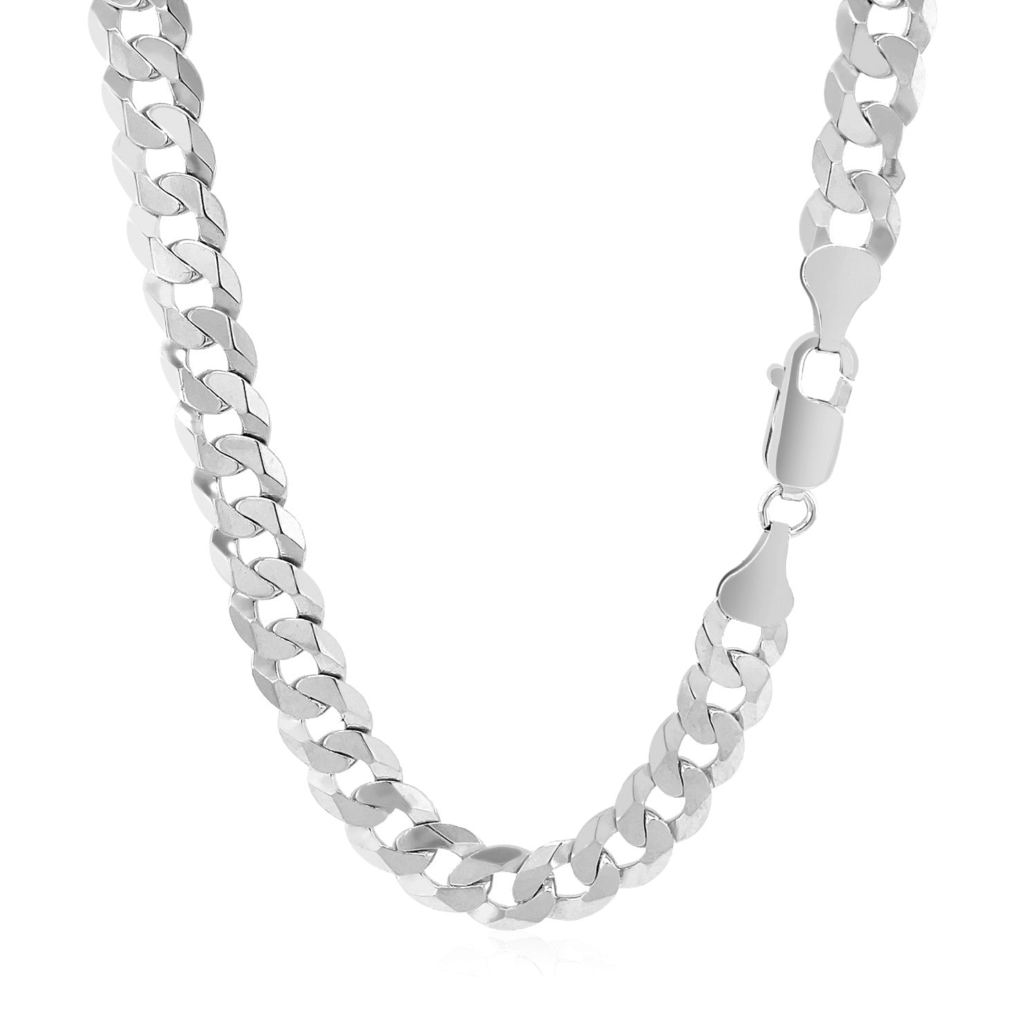 Rhodium-plated sterling silver curb chain with a lobster clasp.