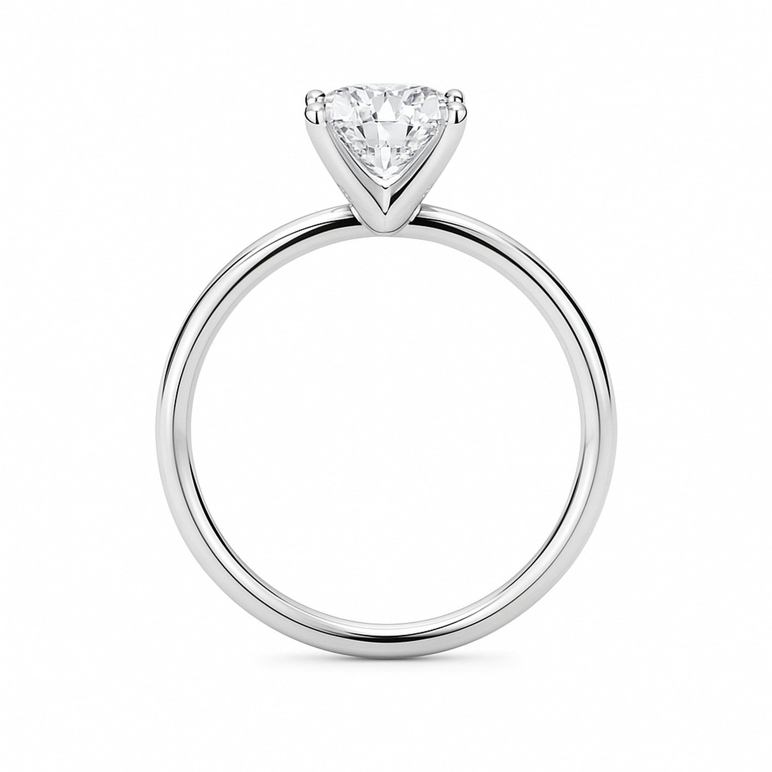 1 carat cushion lab grown diamond solitaire ring in 10K white gold.