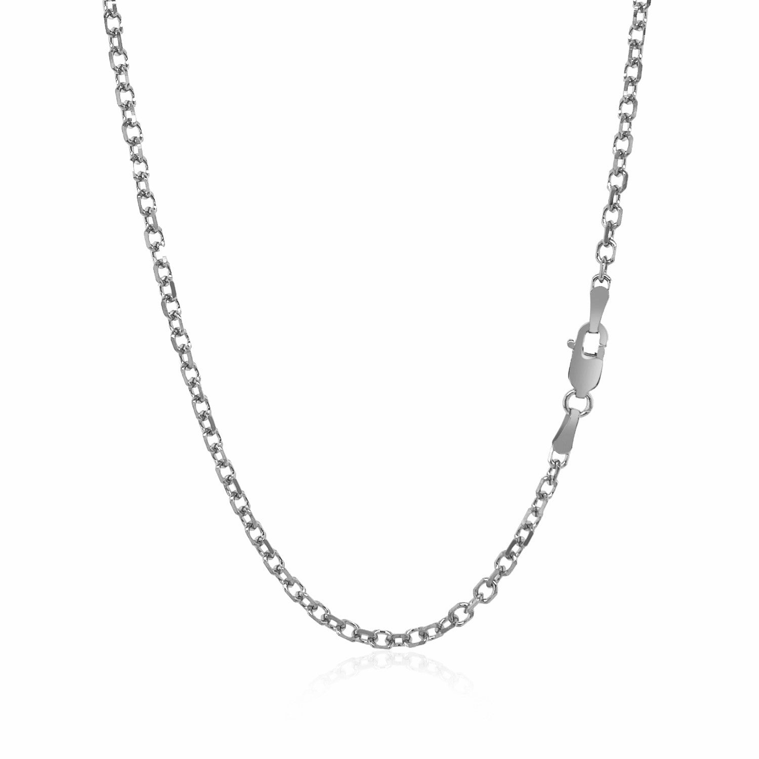 Sterling silver rhodium-plated cable chain with a lobster clasp.