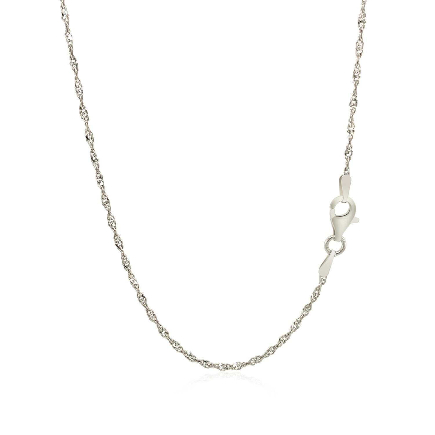 Sterling silver 1.6mm Singapore style chain with a lobster clasp.