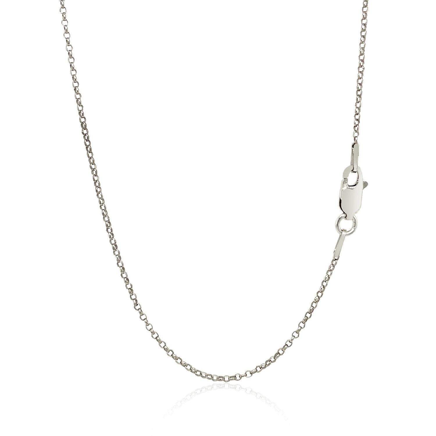 Sterling silver rolo chain with a lobster clasp.