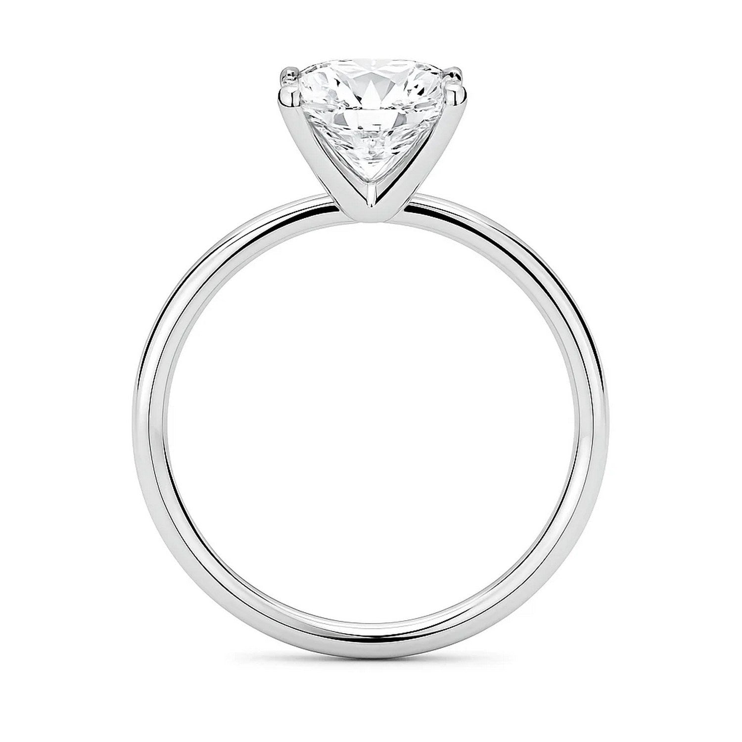 A 3 carat cushion lab grown diamond solitaire ring in 10K white gold.