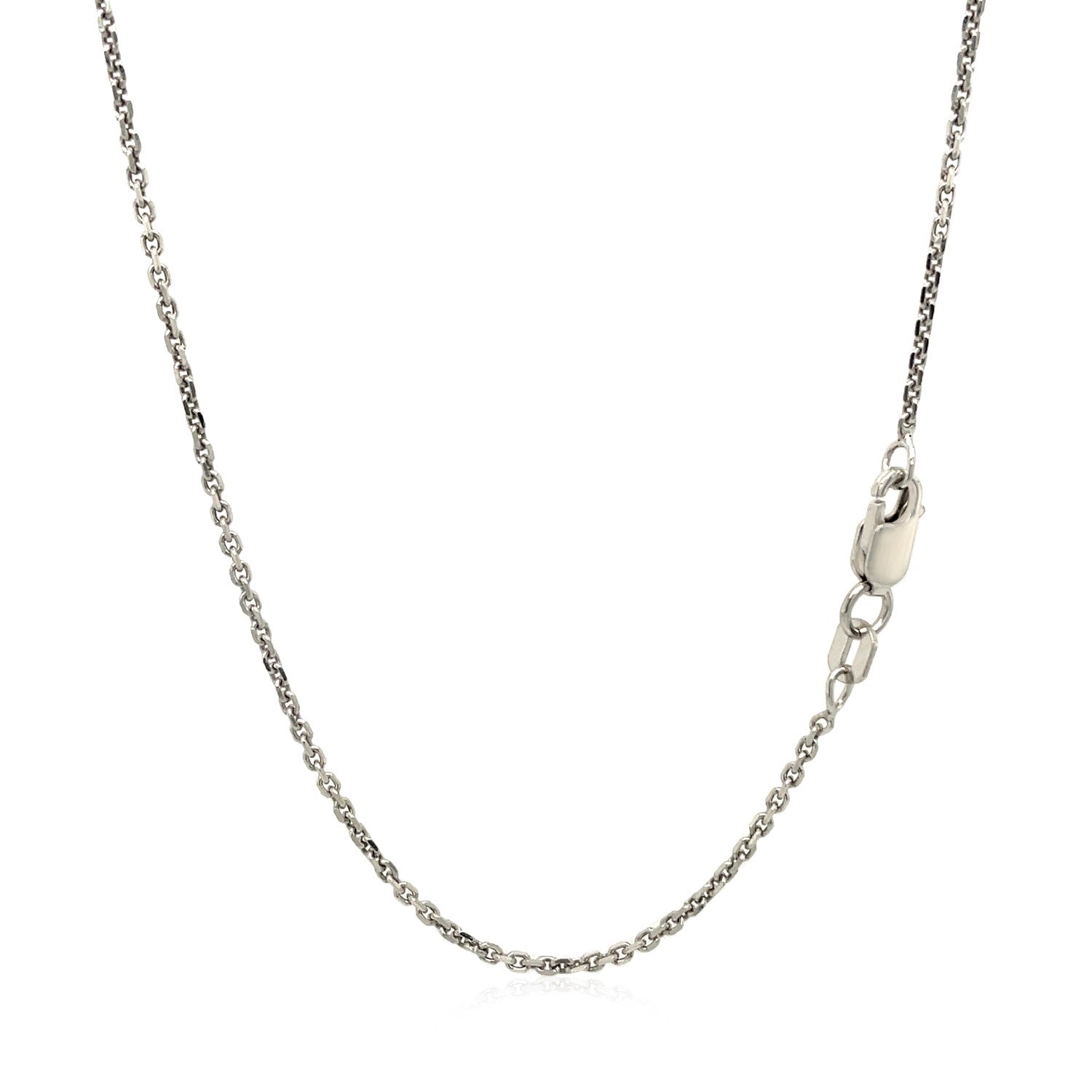 Sterling silver rhodium-plated cable chain with a lobster clasp.