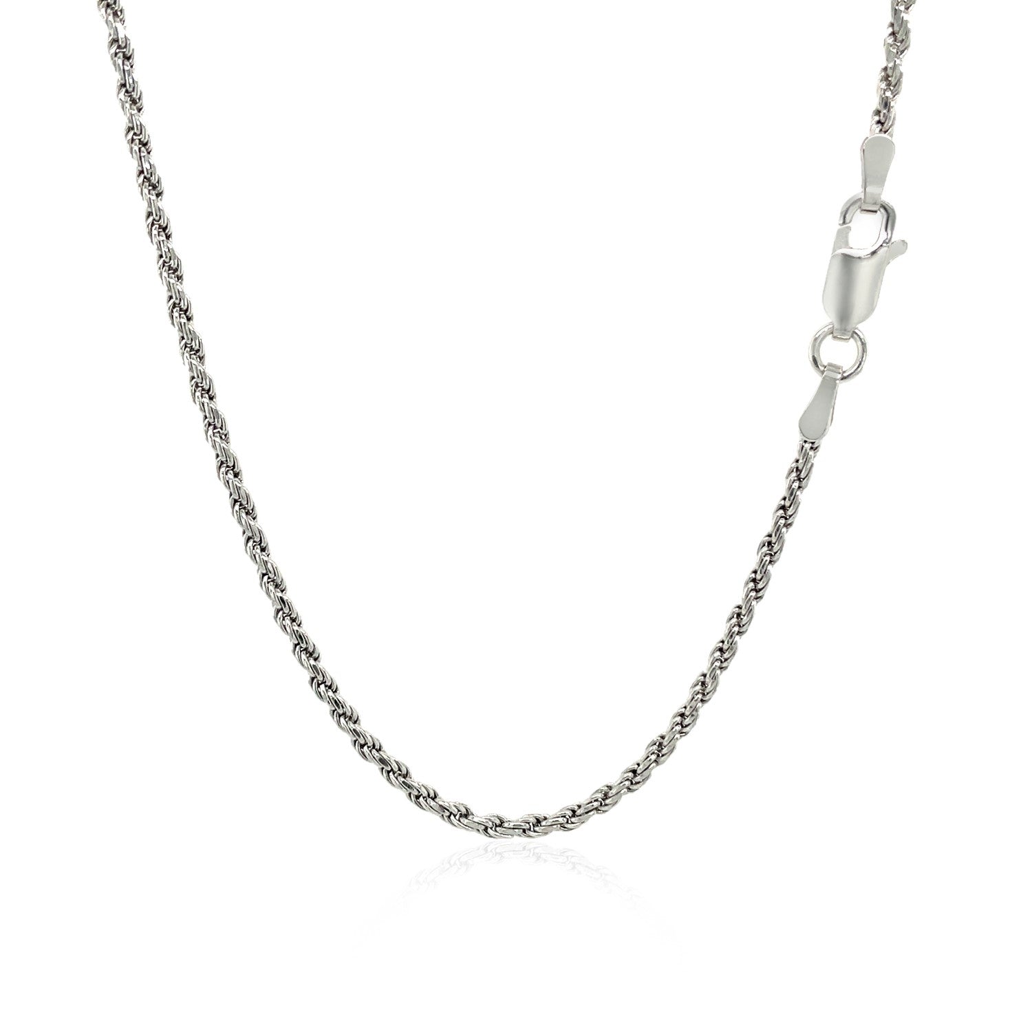 Sterling silver 1.8mm diamond-cut rope chain with a lobster clasp.