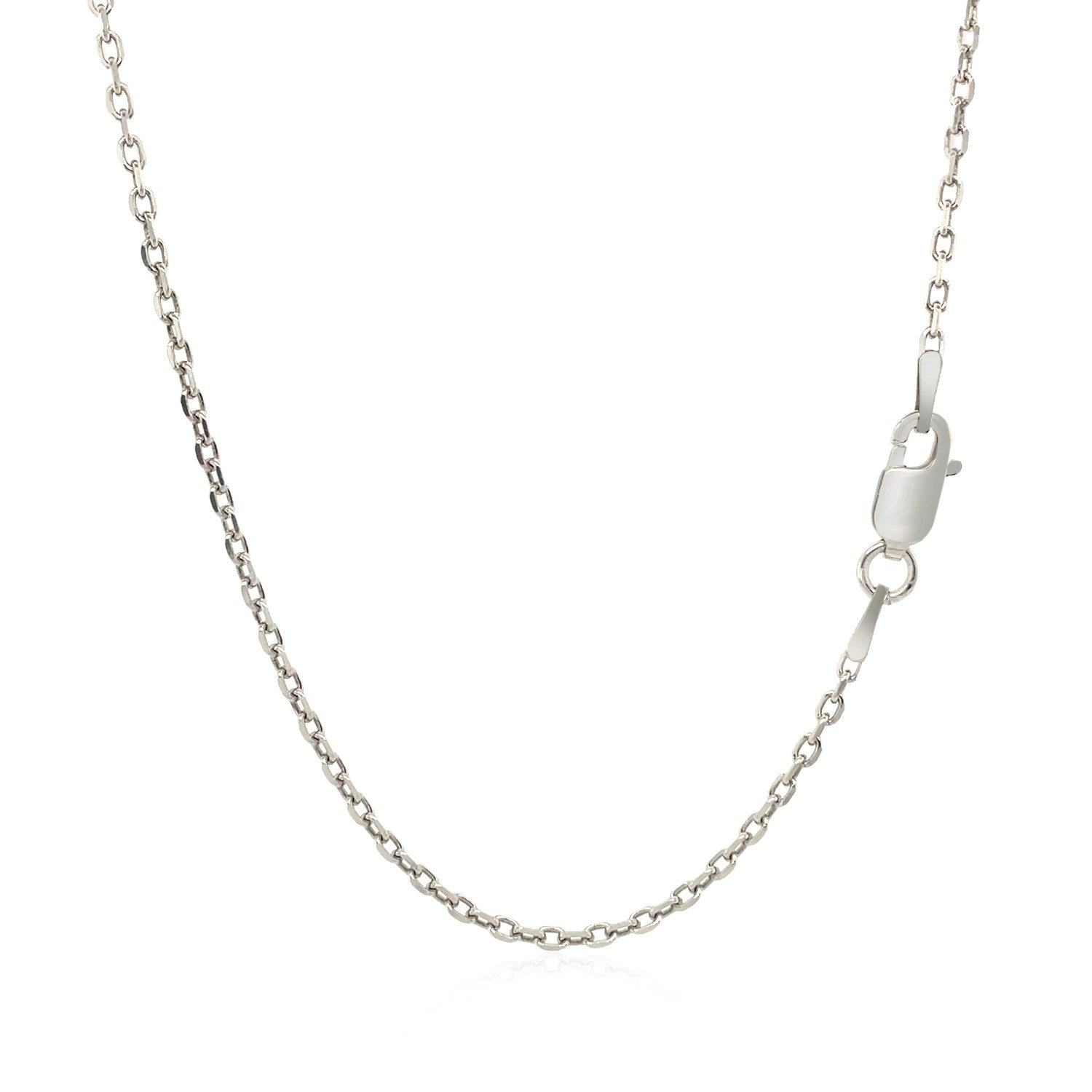 Sterling silver rhodium-plated cable chain with a lobster clasp.