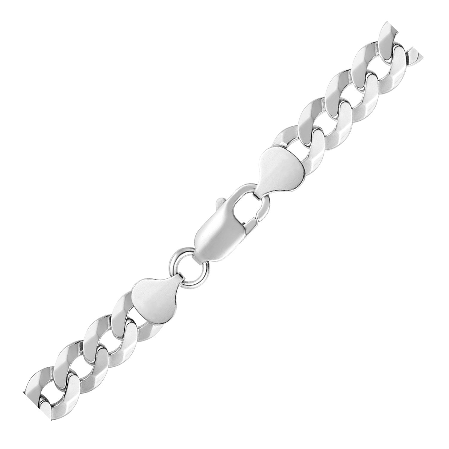 Rhodium plated sterling silver curb chain with a lobster clasp.