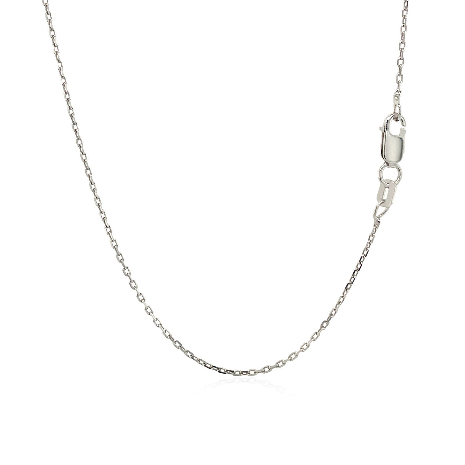 Sterling silver rhodium-plated cable chain with a lobster clasp.