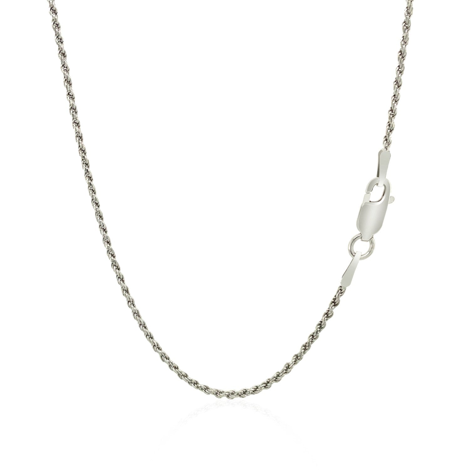 Sterling silver diamond-cut rope chain with a lobster clasp.