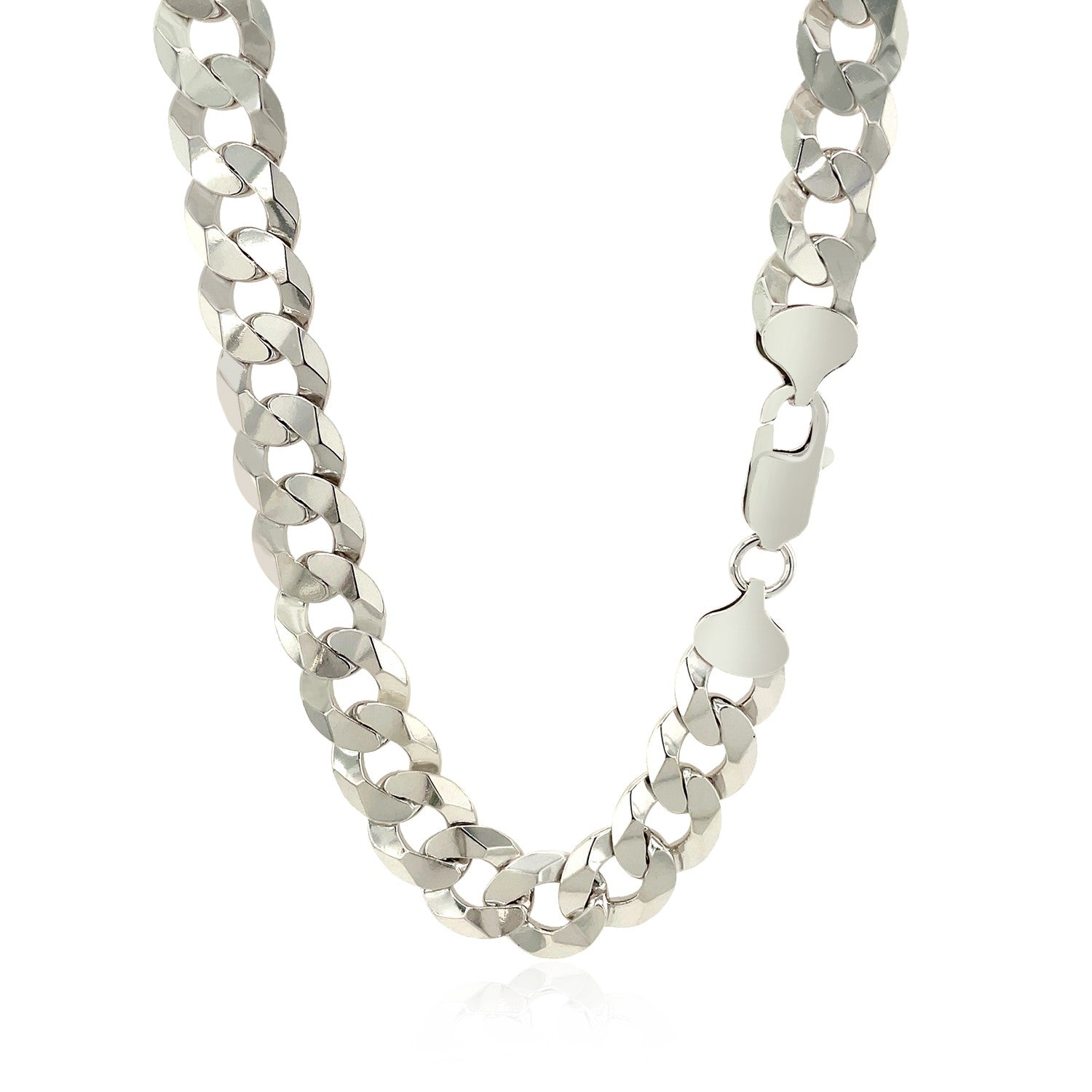 Rhodium-plated sterling silver curb chain with a lobster clasp.