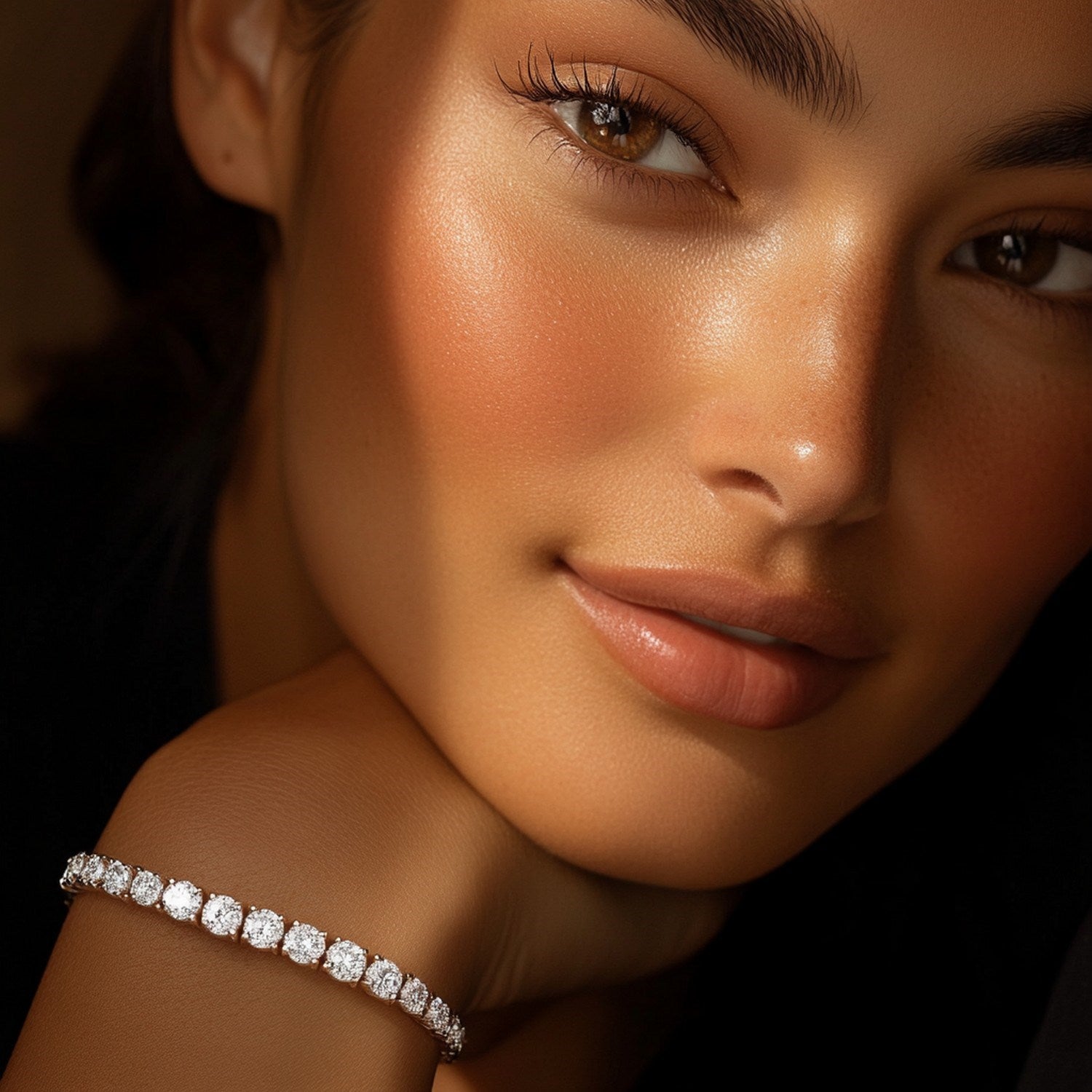 Lab Grown Round Diamond Tennis Bracelet in 14k White Gold.
