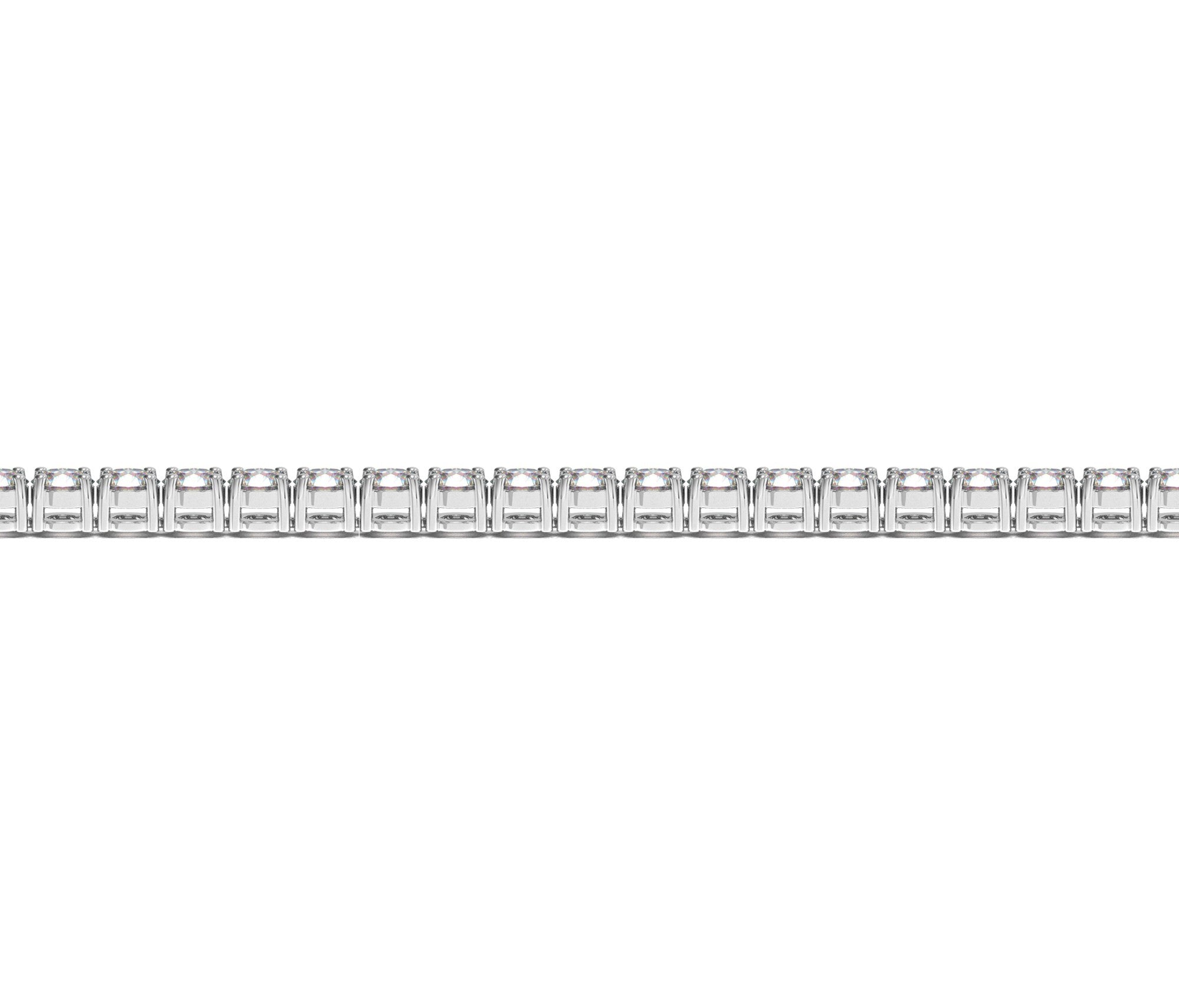 A lab-grown round diamond tennis bracelet in 14k white gold.
