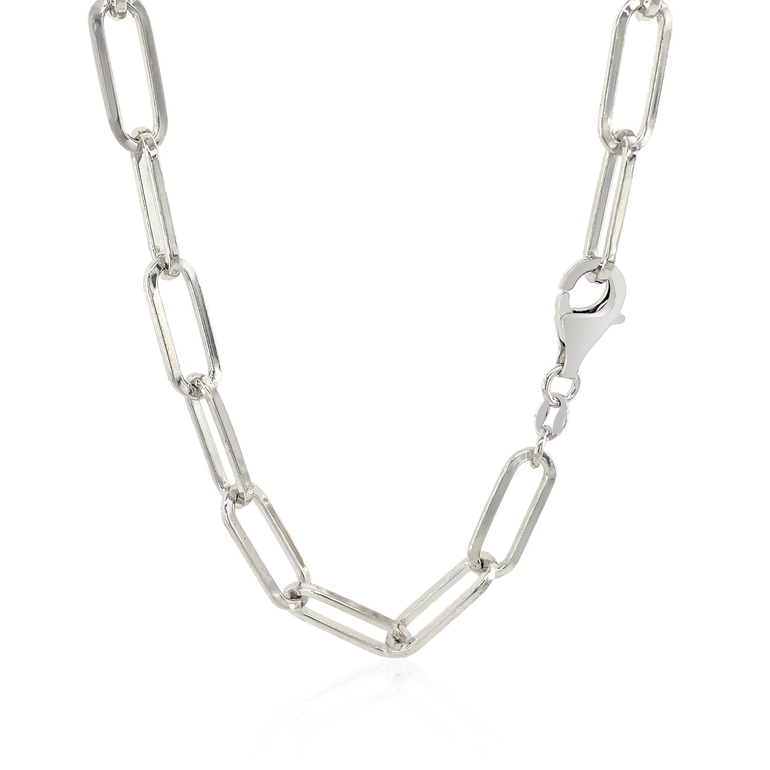 Sterling silver paperclip chain necklace with a lobster clasp.