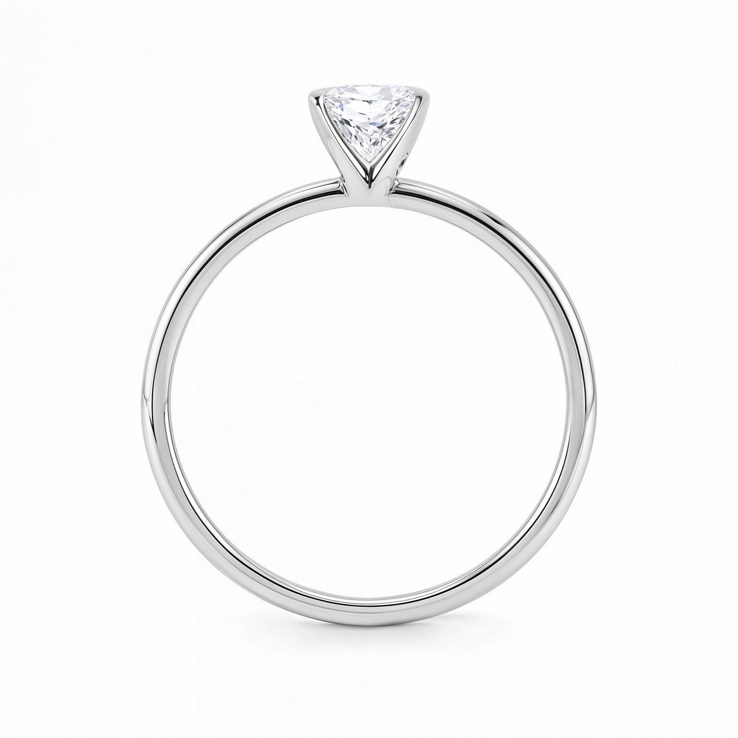 A radiant lab-grown diamond solitaire ring in 10K white gold.