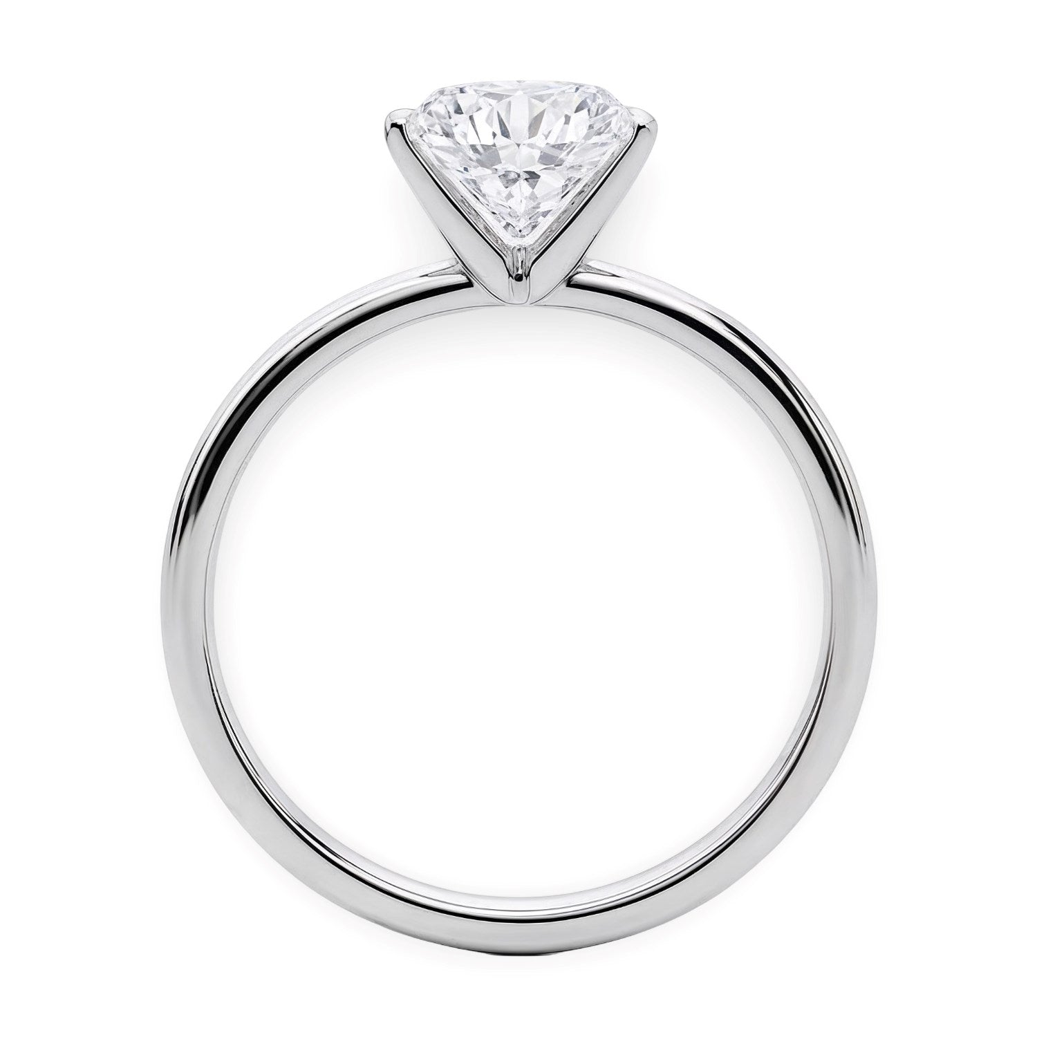 A round lab-grown diamond solitaire ring in sterling silver.