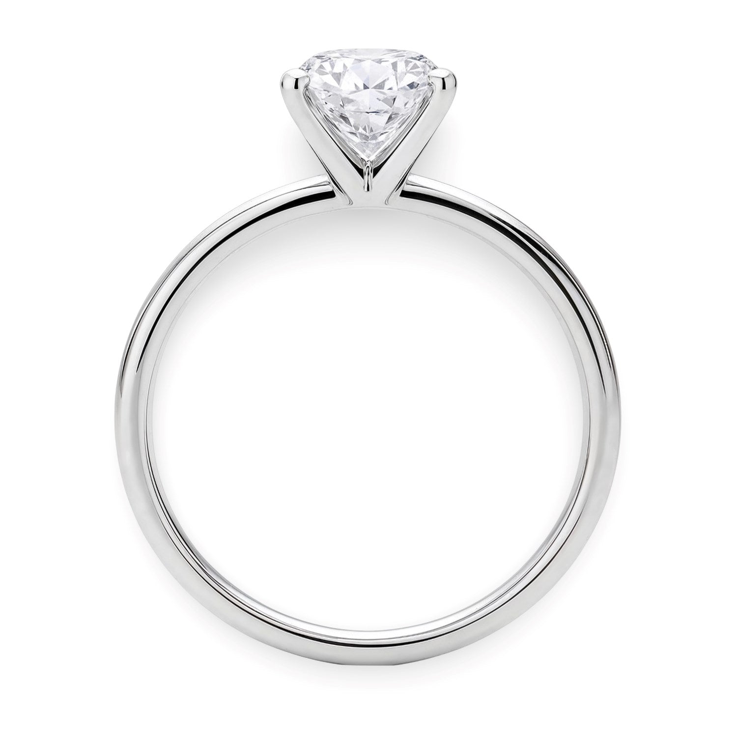 A 1 1/2 carat round lab grown diamond ring in 10K white gold.