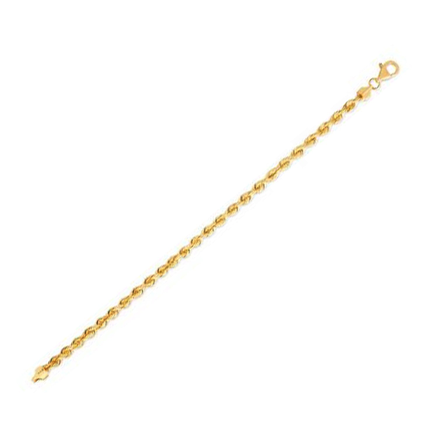 14k yellow gold light rope chain with a lobster clasp.