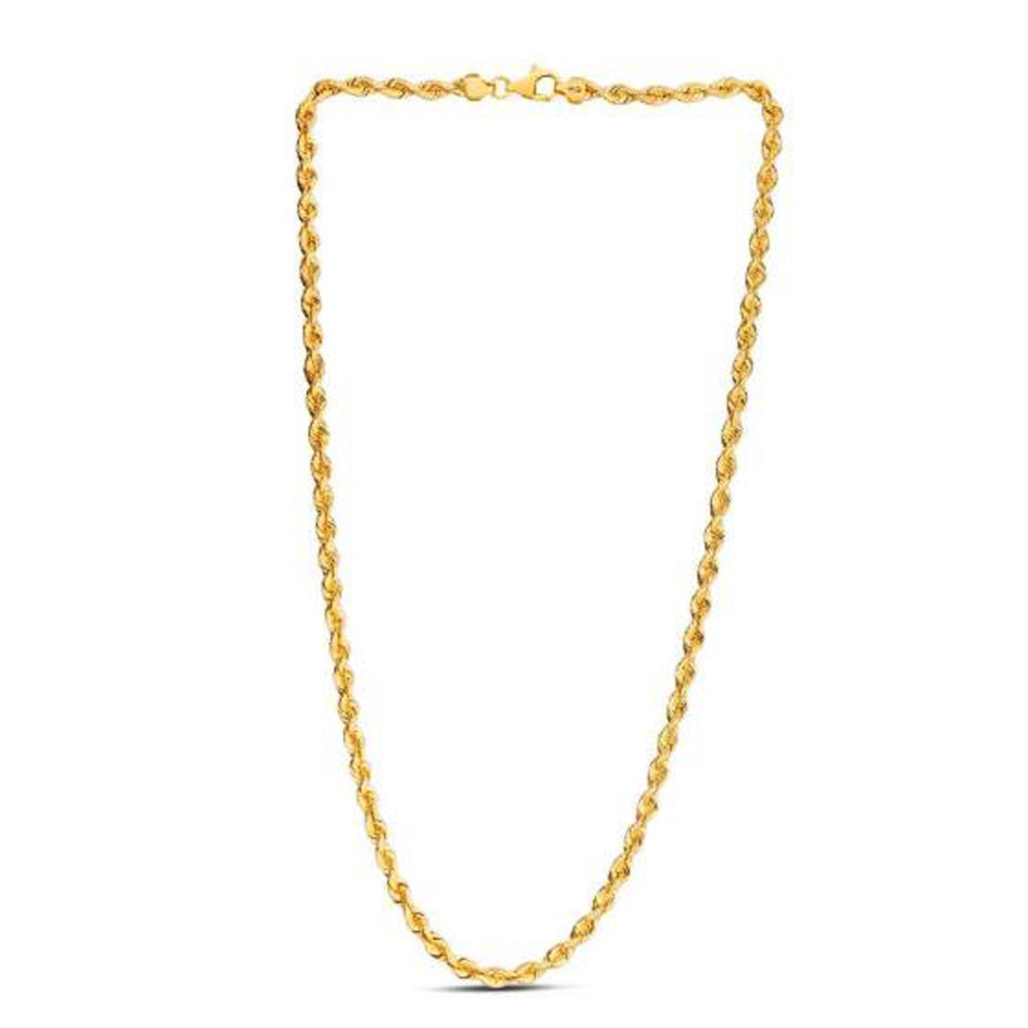 14k yellow gold light rope chain with a lobster clasp.