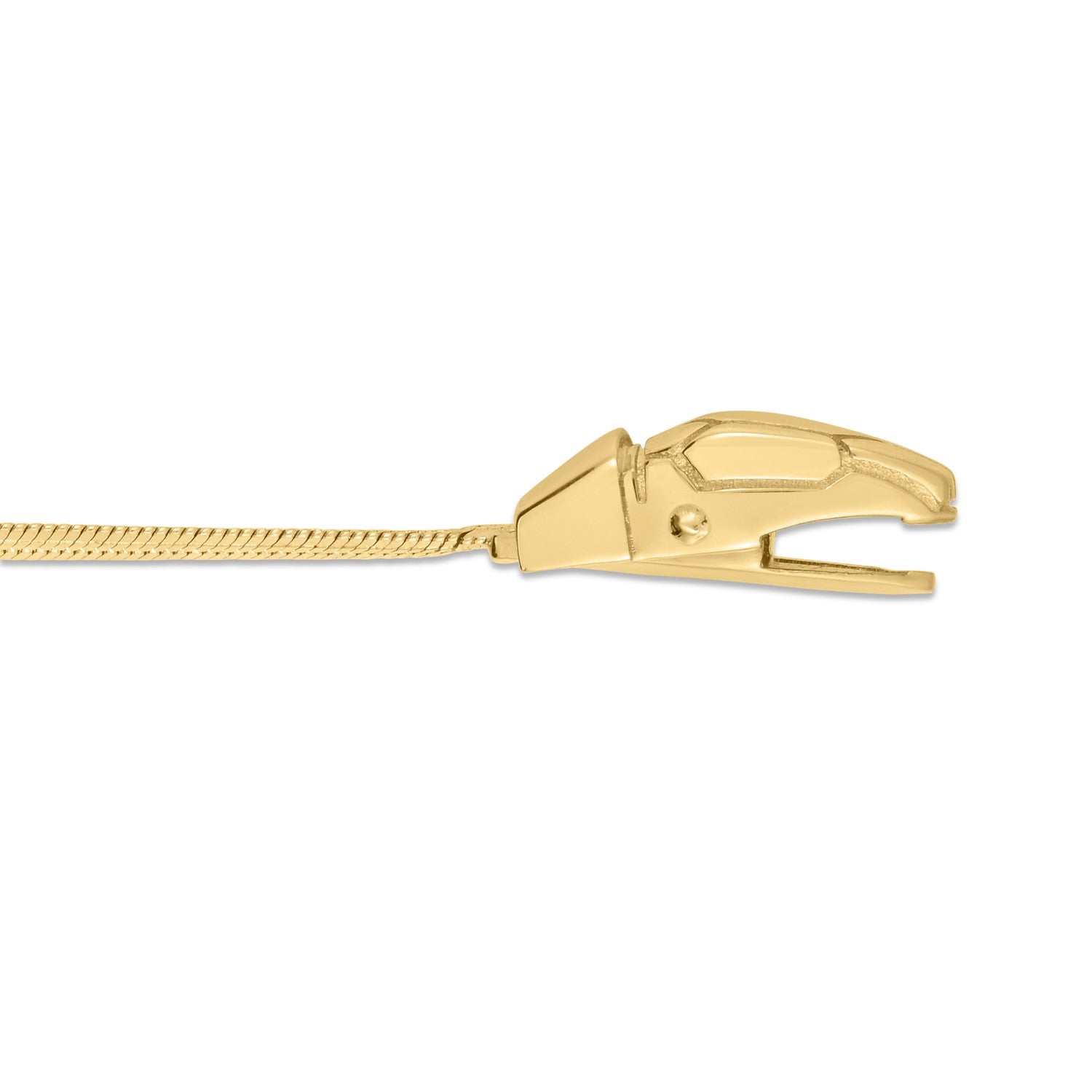 A 14k yellow gold serpent necklace with a tension clasp.