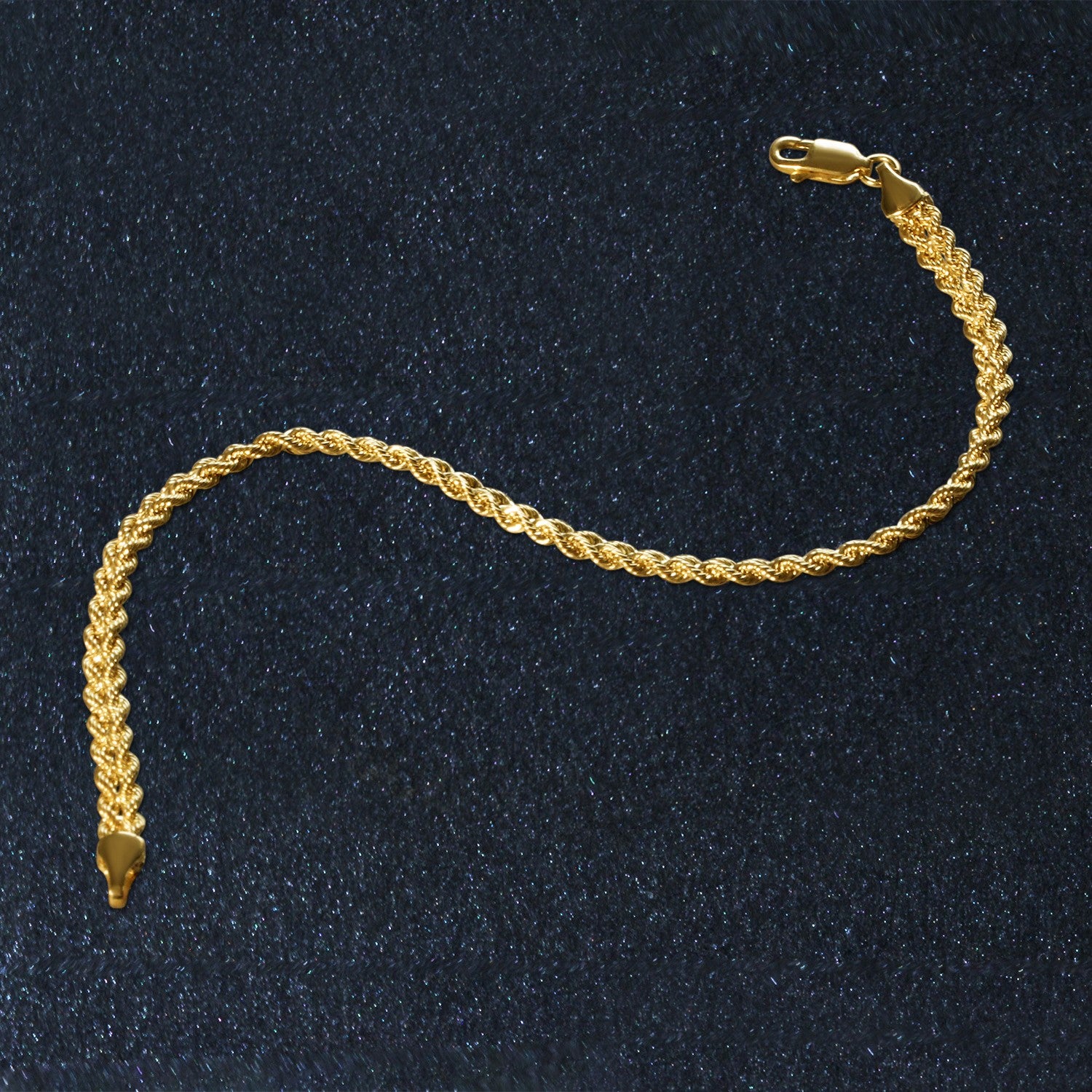 Double rope chain bracelet in 10k yellow gold with a lobster clasp.