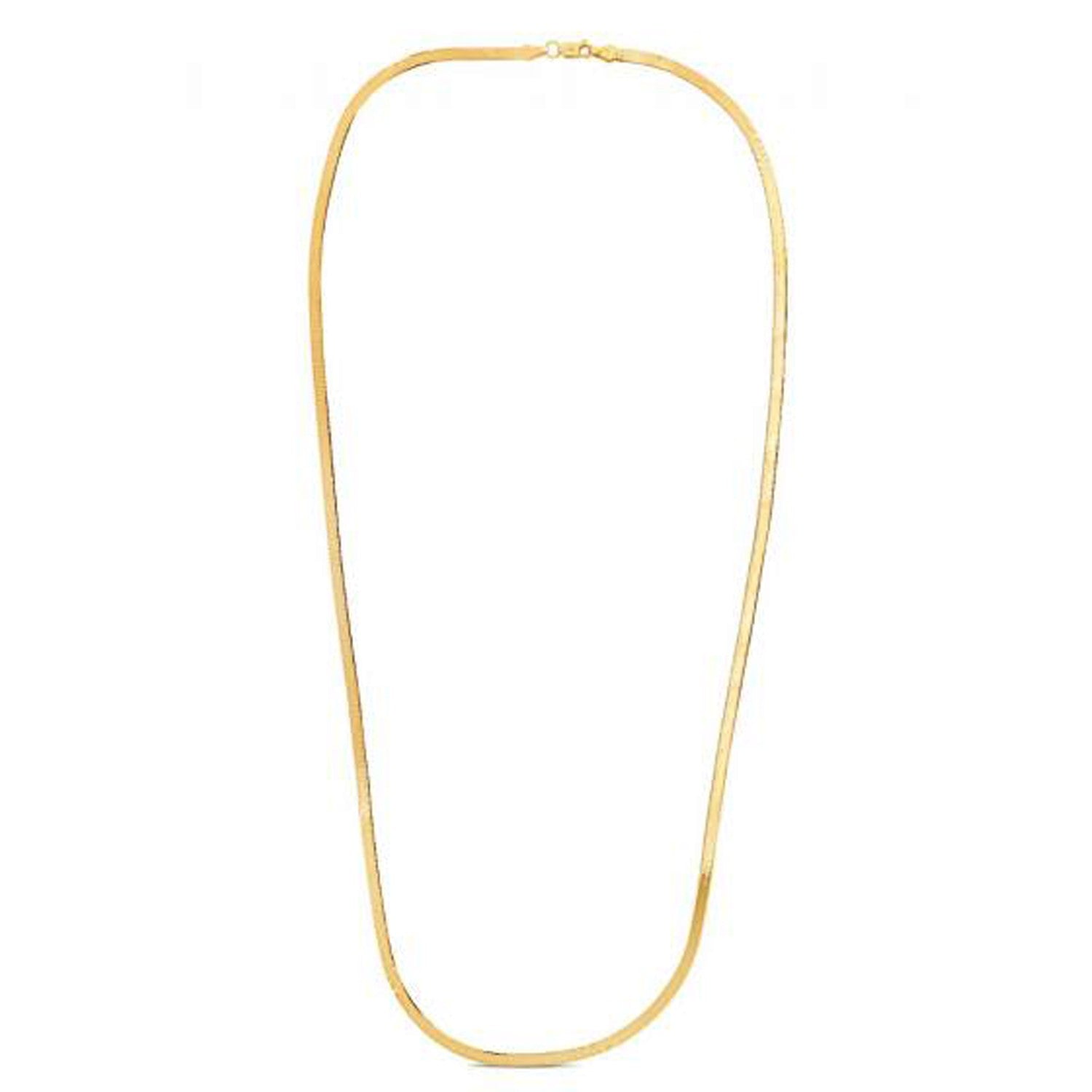 A 14k yellow gold super flex herringbone chain with a lobster clasp.