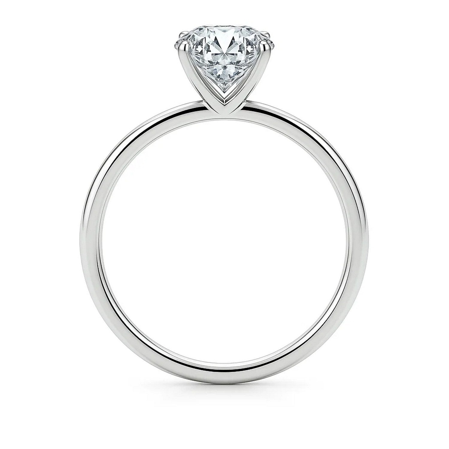 A 3 carat round lab-grown diamond solitaire ring in 14K white gold.