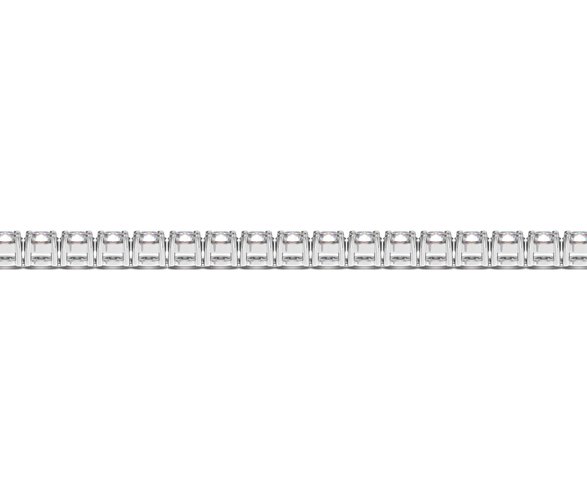 Lab grown round diamond tennis bracelet in 14k white gold.
