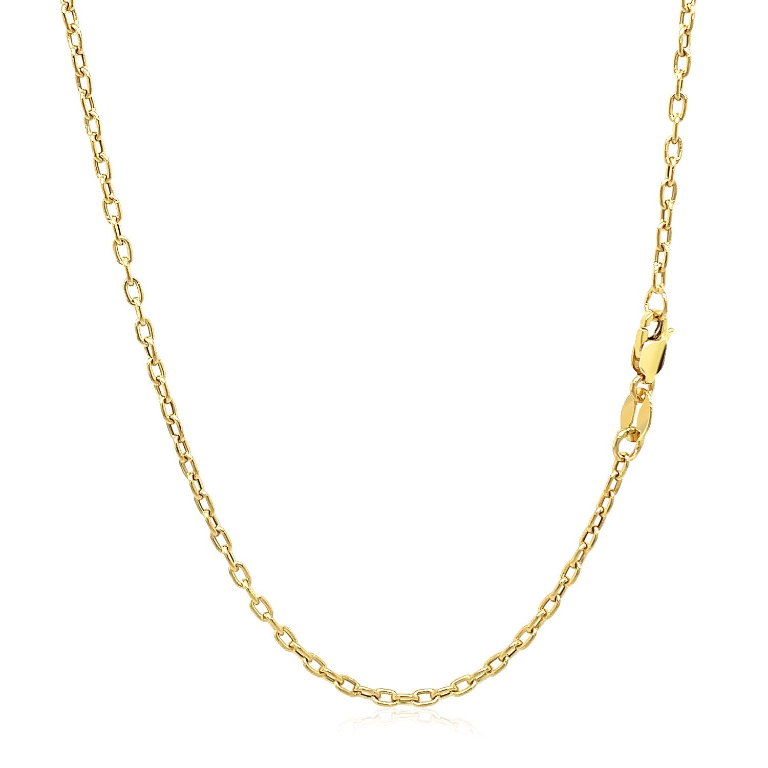 A 14k yellow gold double extendable cable chain with a lobster clasp.