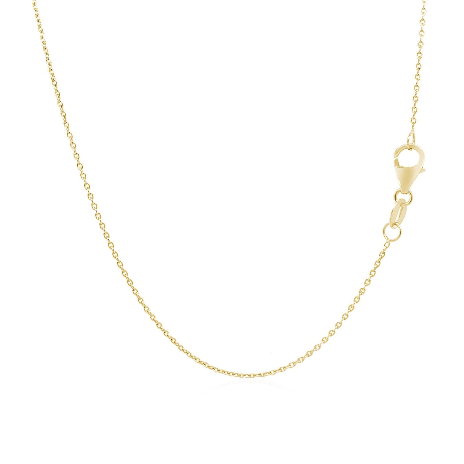 An 18k yellow gold round cable link chain with a lobster clasp.
