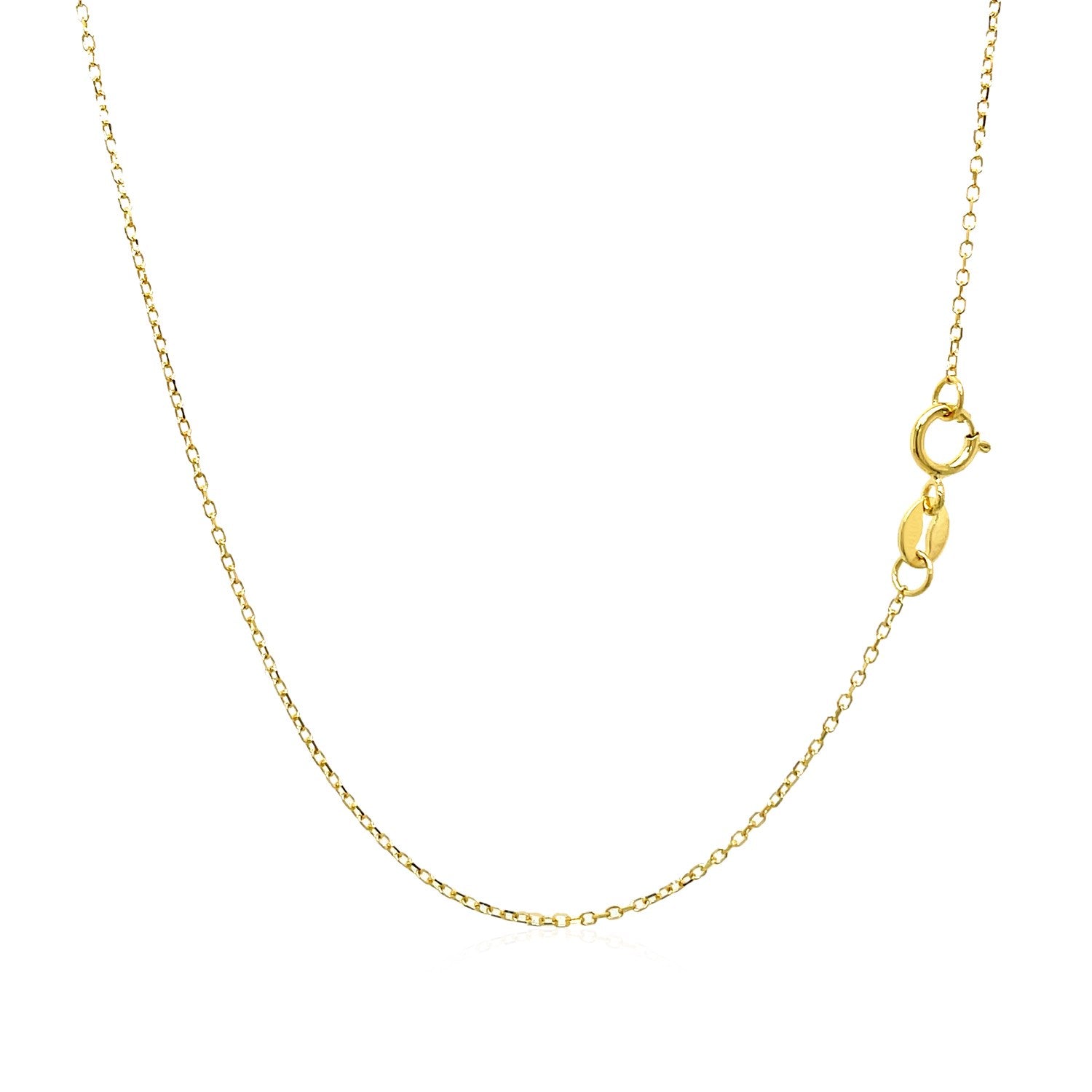 14k yellow gold diamond cut cable link chain with a spring ring clasp.