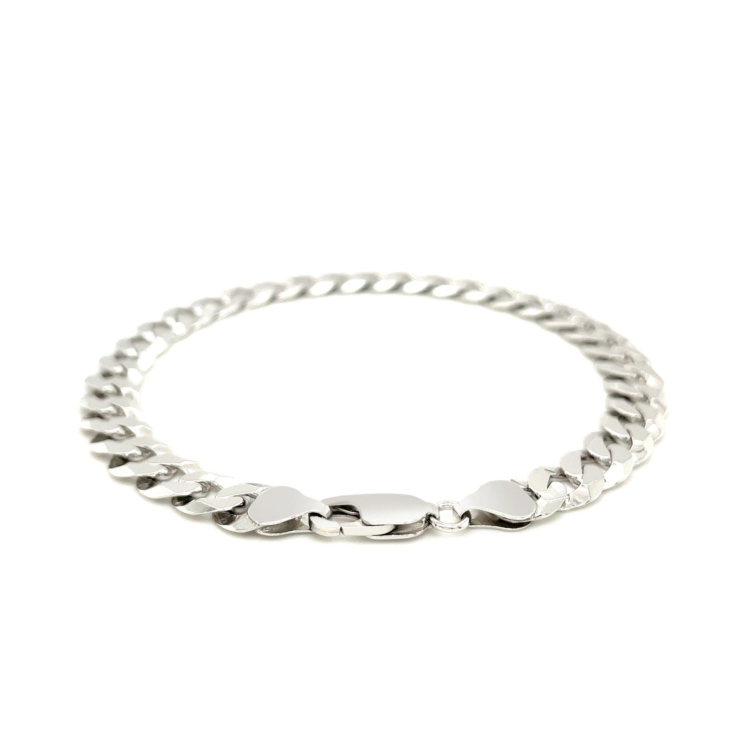 Rhodium-plated sterling silver curb bracelet with a lobster clasp.