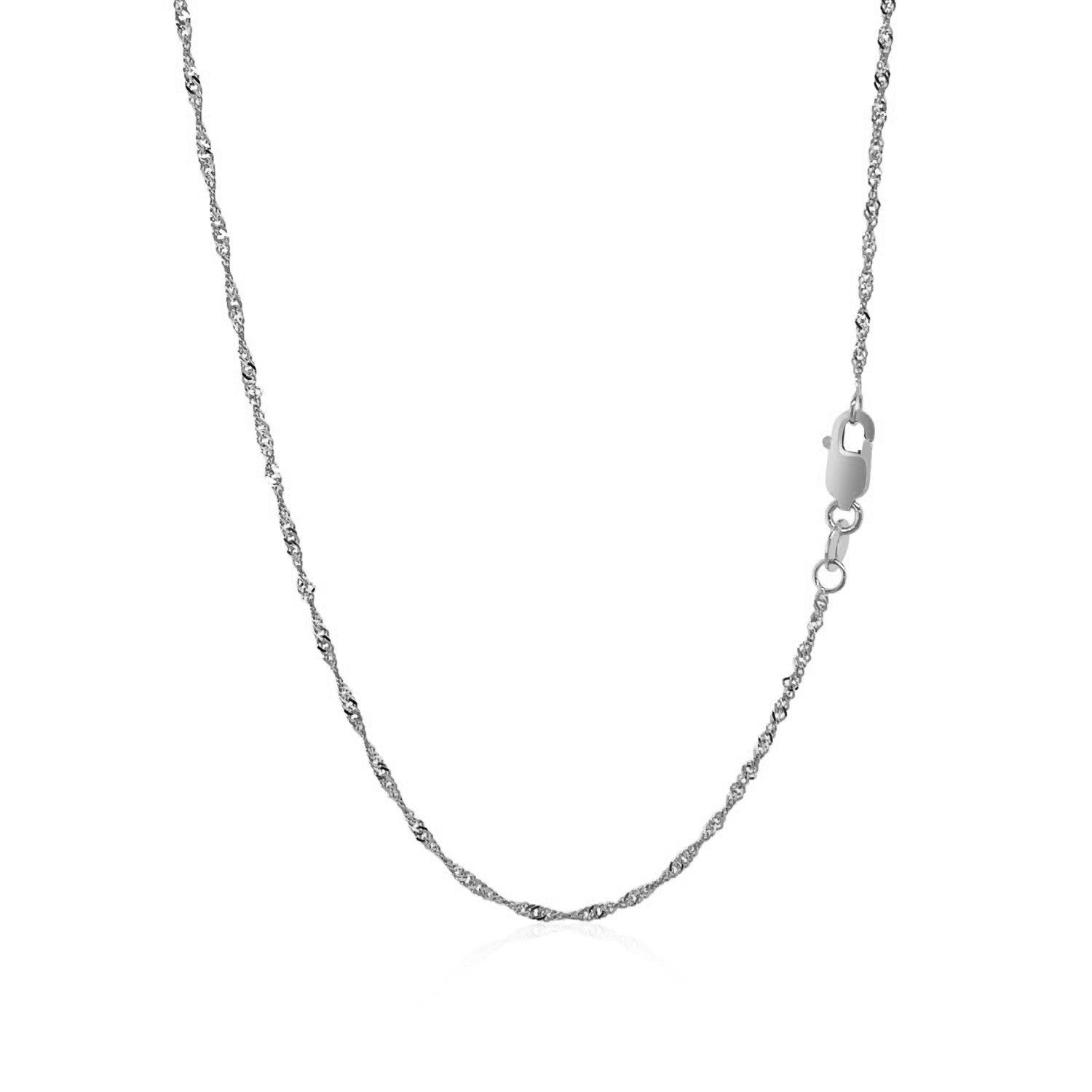 10k white gold Singapore chain with a lobster clasp.