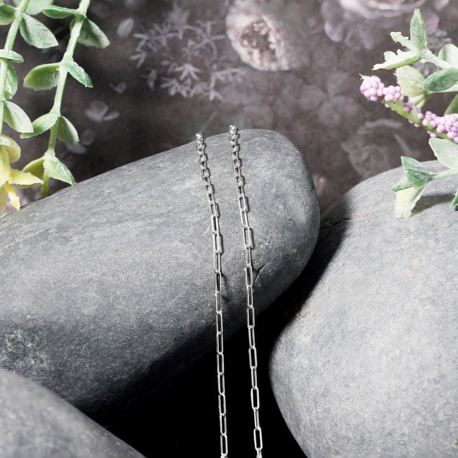 14k white gold adjustable paperclip chain with a 1.50 mm width.