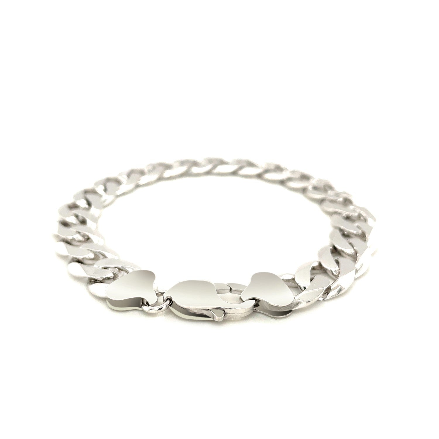 Rhodium-plated sterling silver curb bracelet with a lobster clasp.