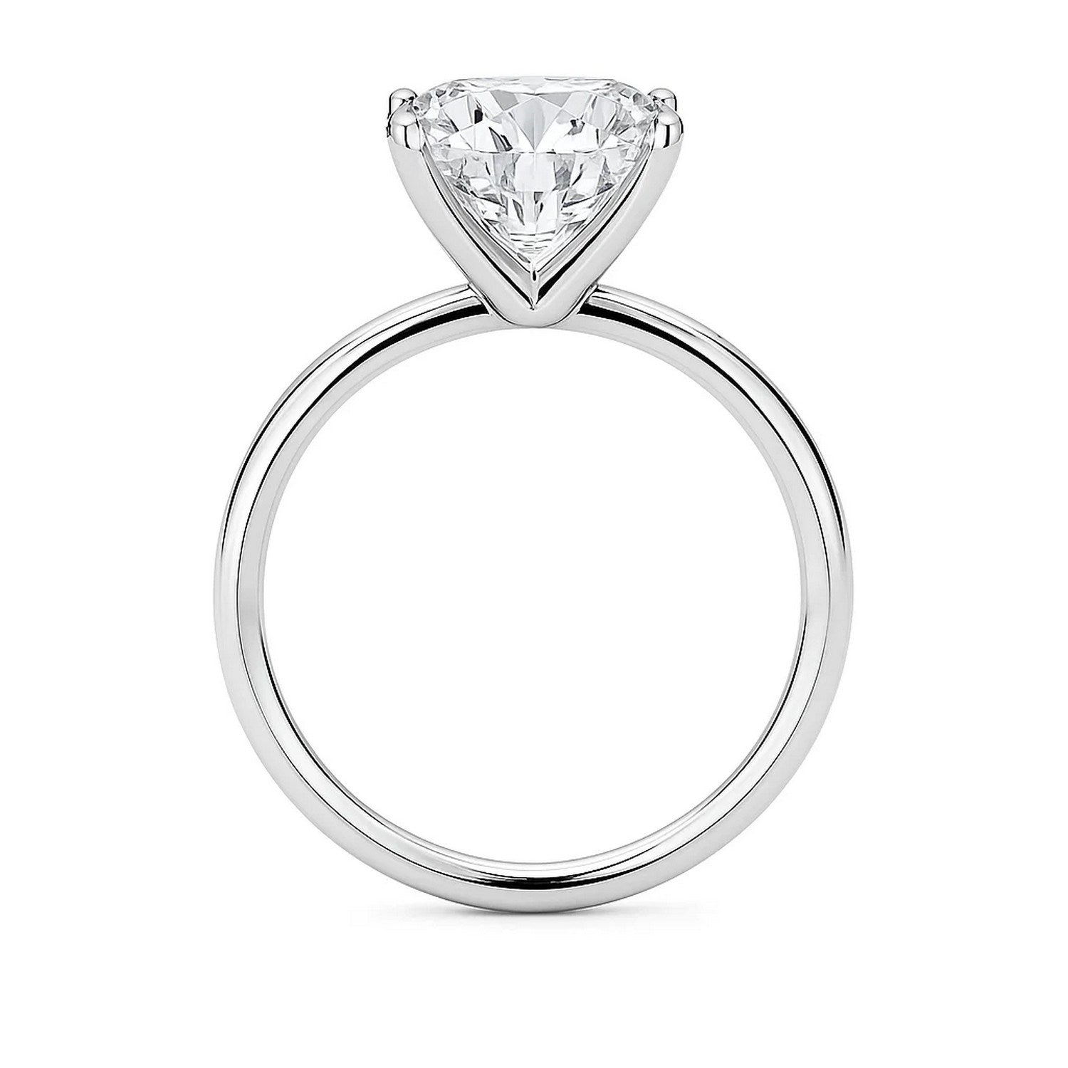 A 14K white gold solitaire ring with a cushion-cut lab-grown diamond.