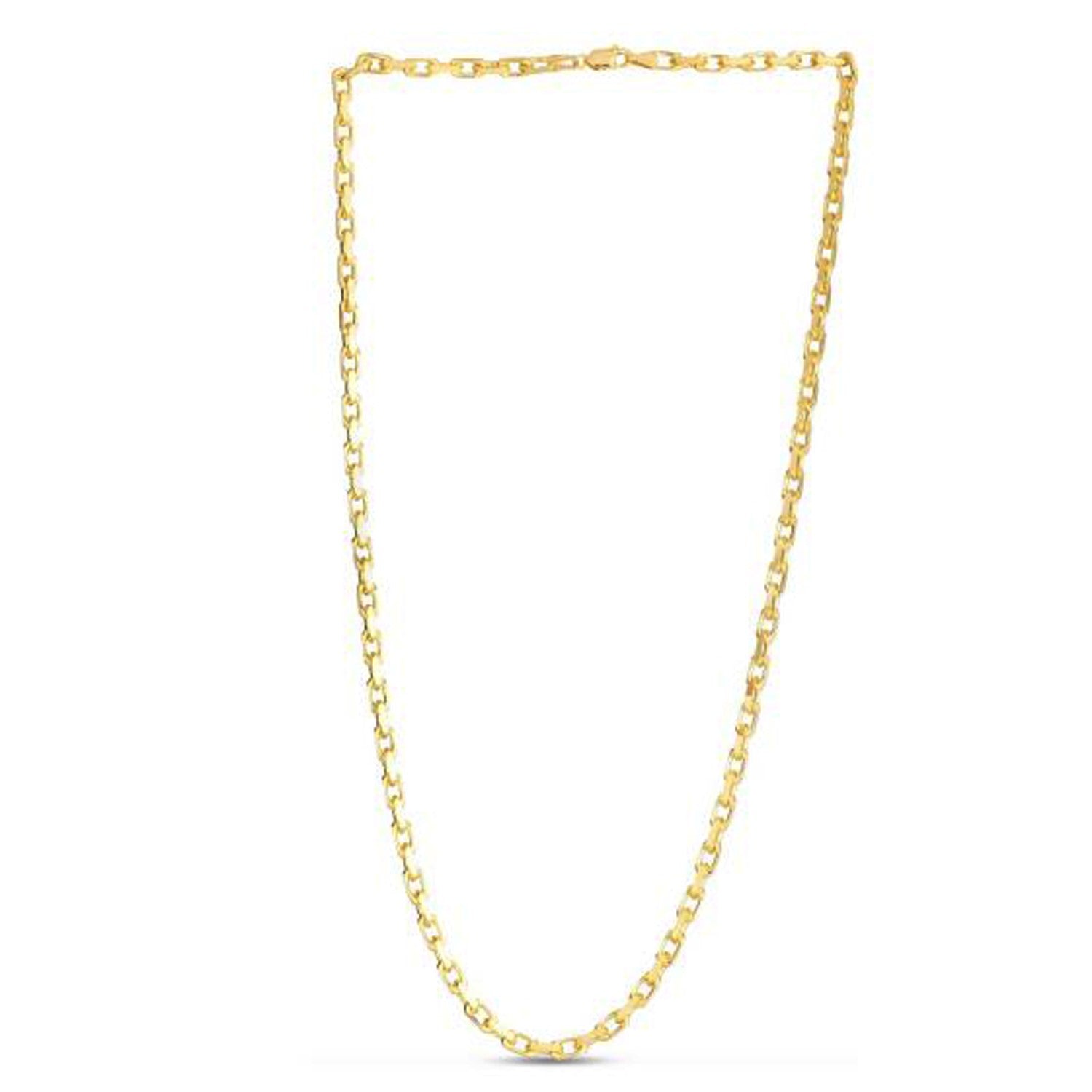 14k yellow gold French cable link chain with a lobster clasp.
