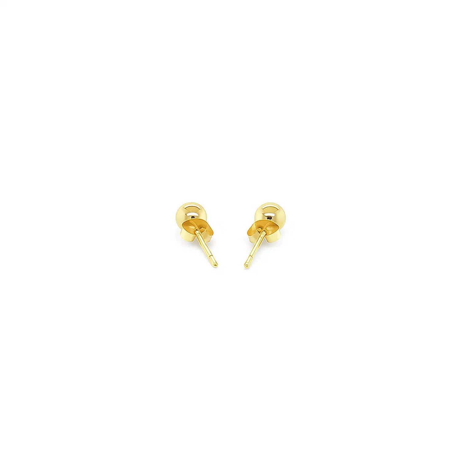 A pair of 10k yellow gold ball stud earrings with push backs.