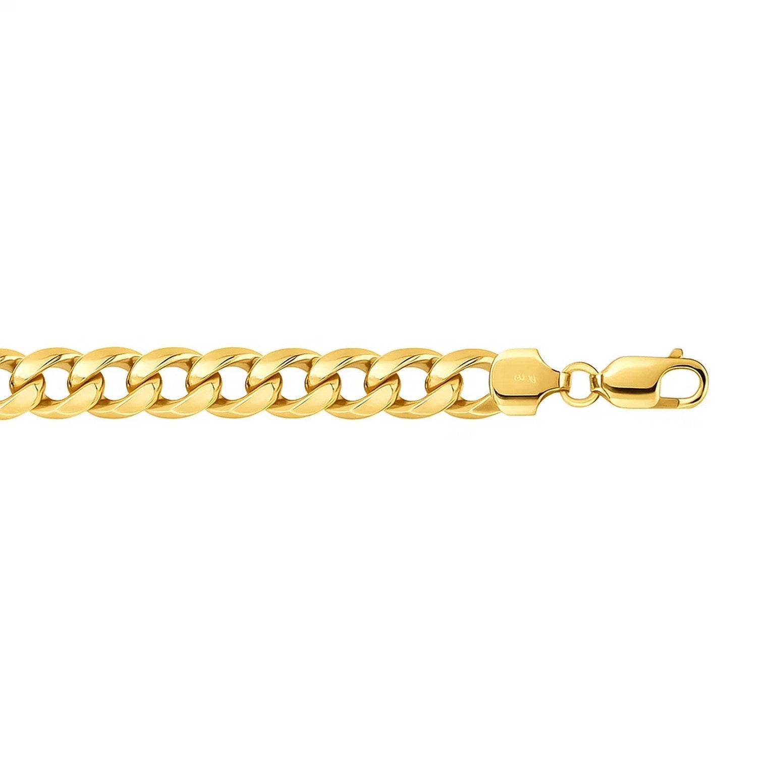 10k yellow gold light Miami Cuban bracelet with a lobster clasp.