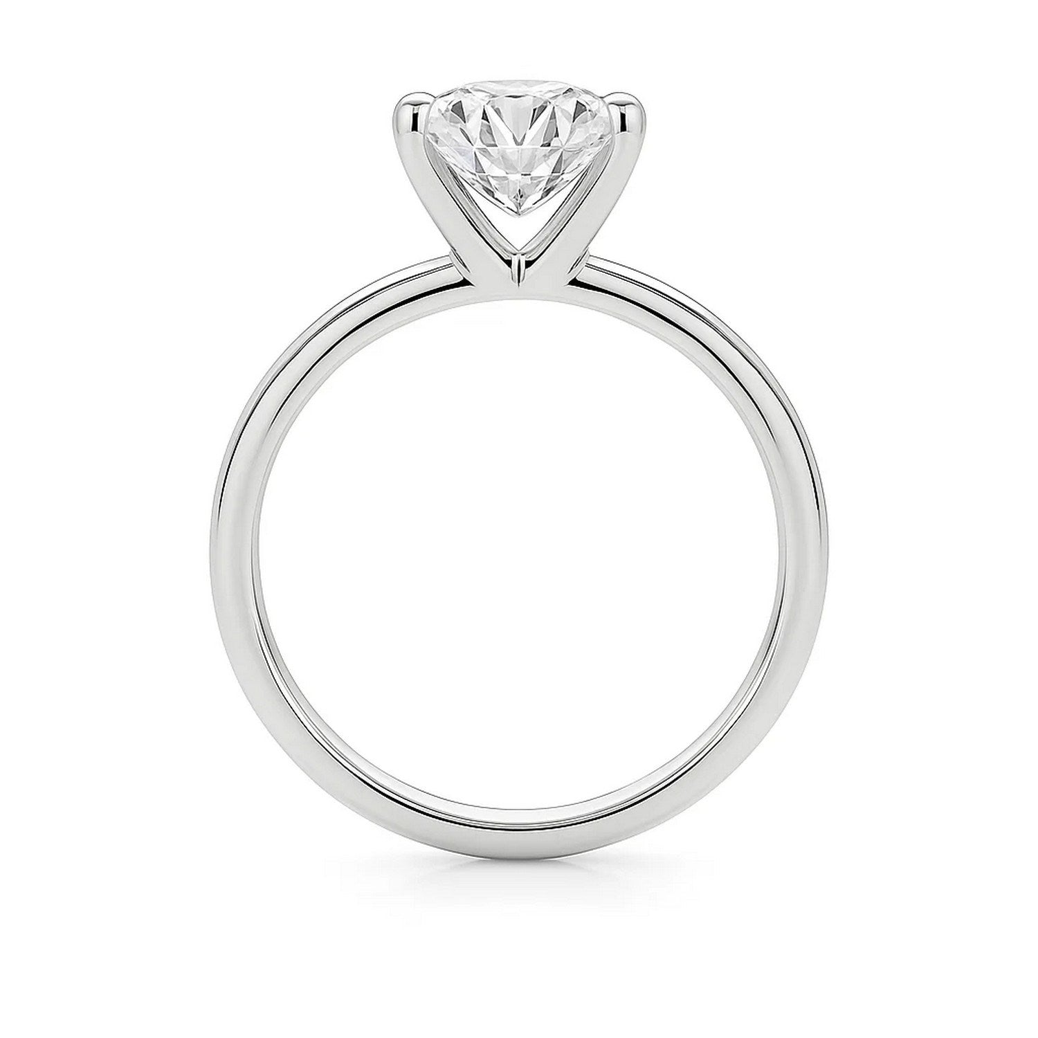A 10K white gold solitaire ring with a princess-cut lab-grown diamond.