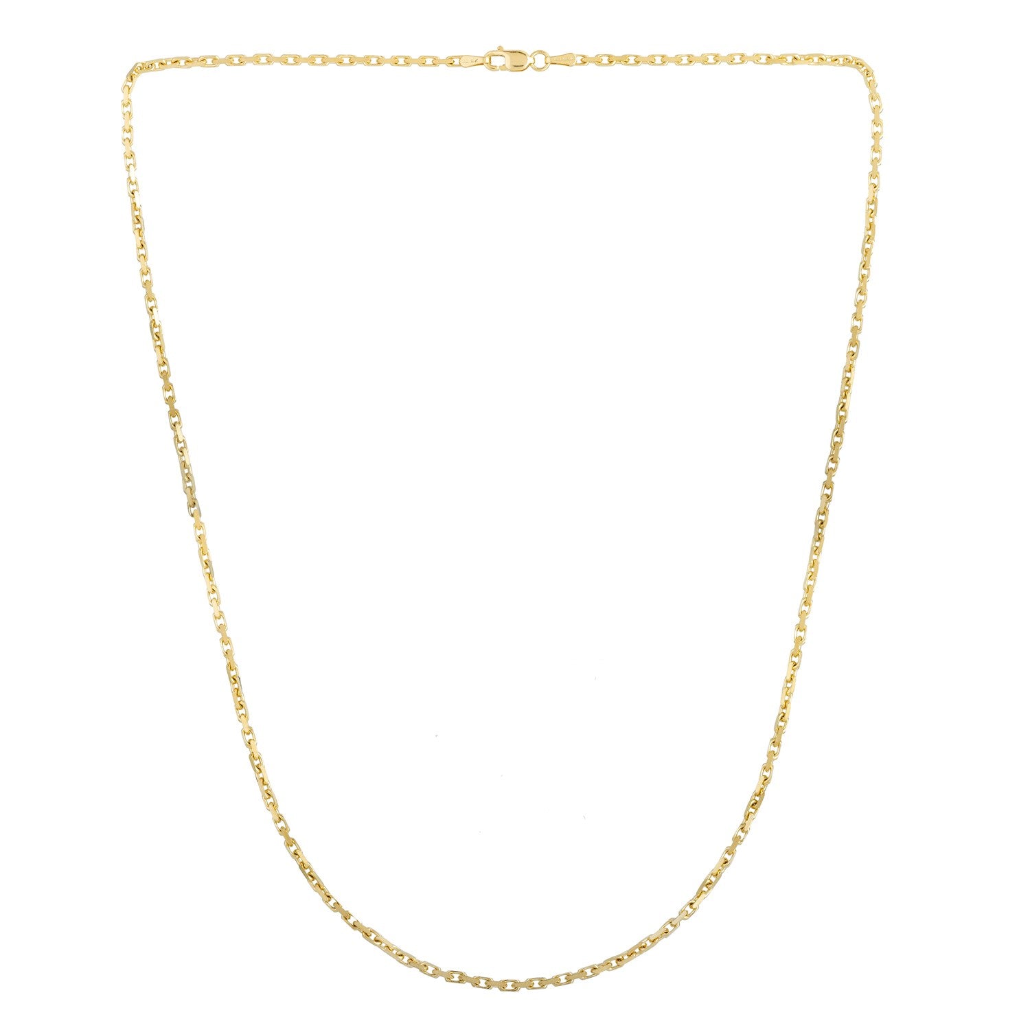 A 14k yellow gold French cable chain with a lobster clasp.